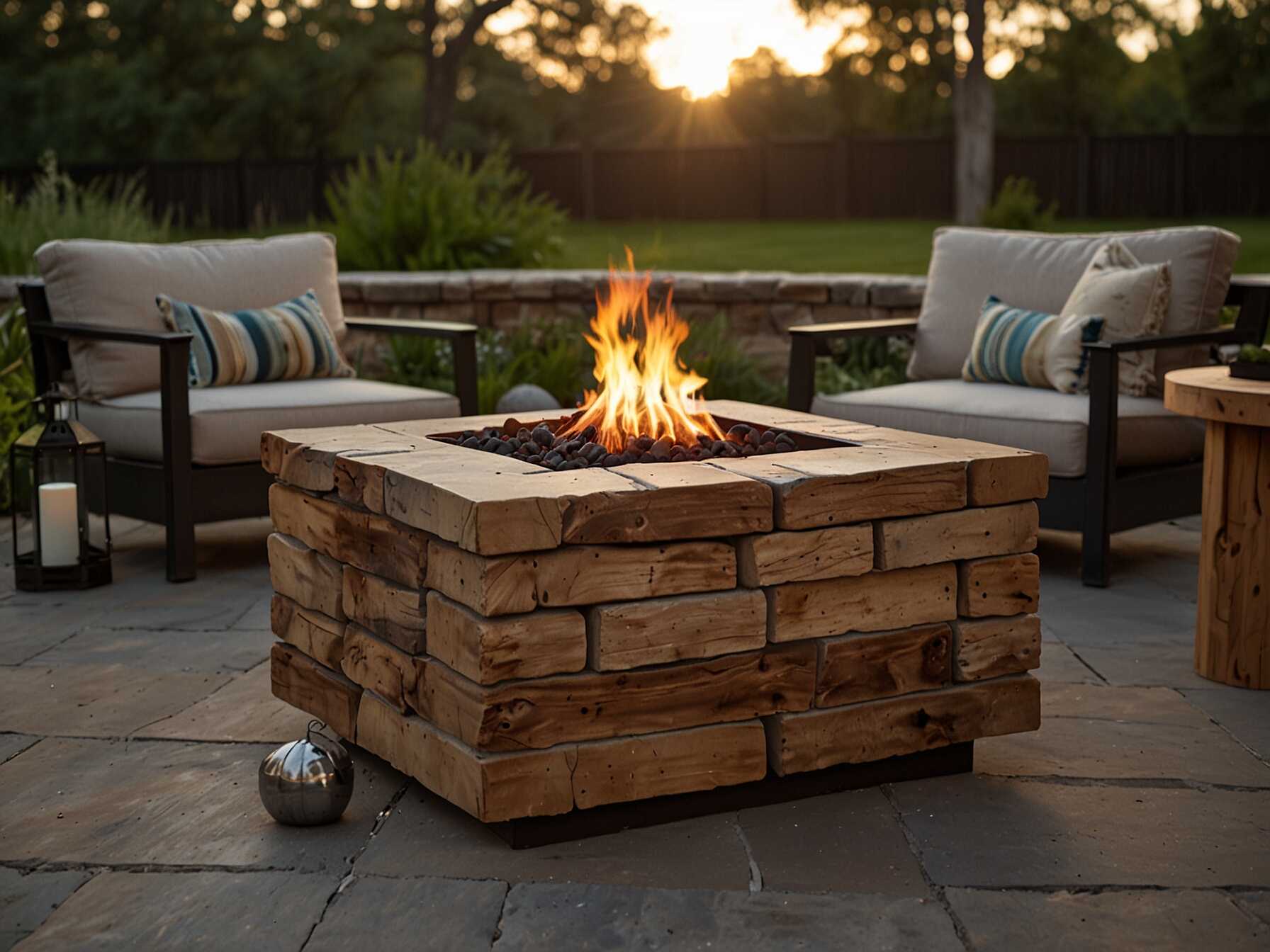 You can use different fire pit styles. Choose from a traditional wood-burning pit or a modern gas one. This adds a stylish focal point to your patio. Add some blankets and throw pillows. These will make it a cozy place to gather. Your family and friends will love it.