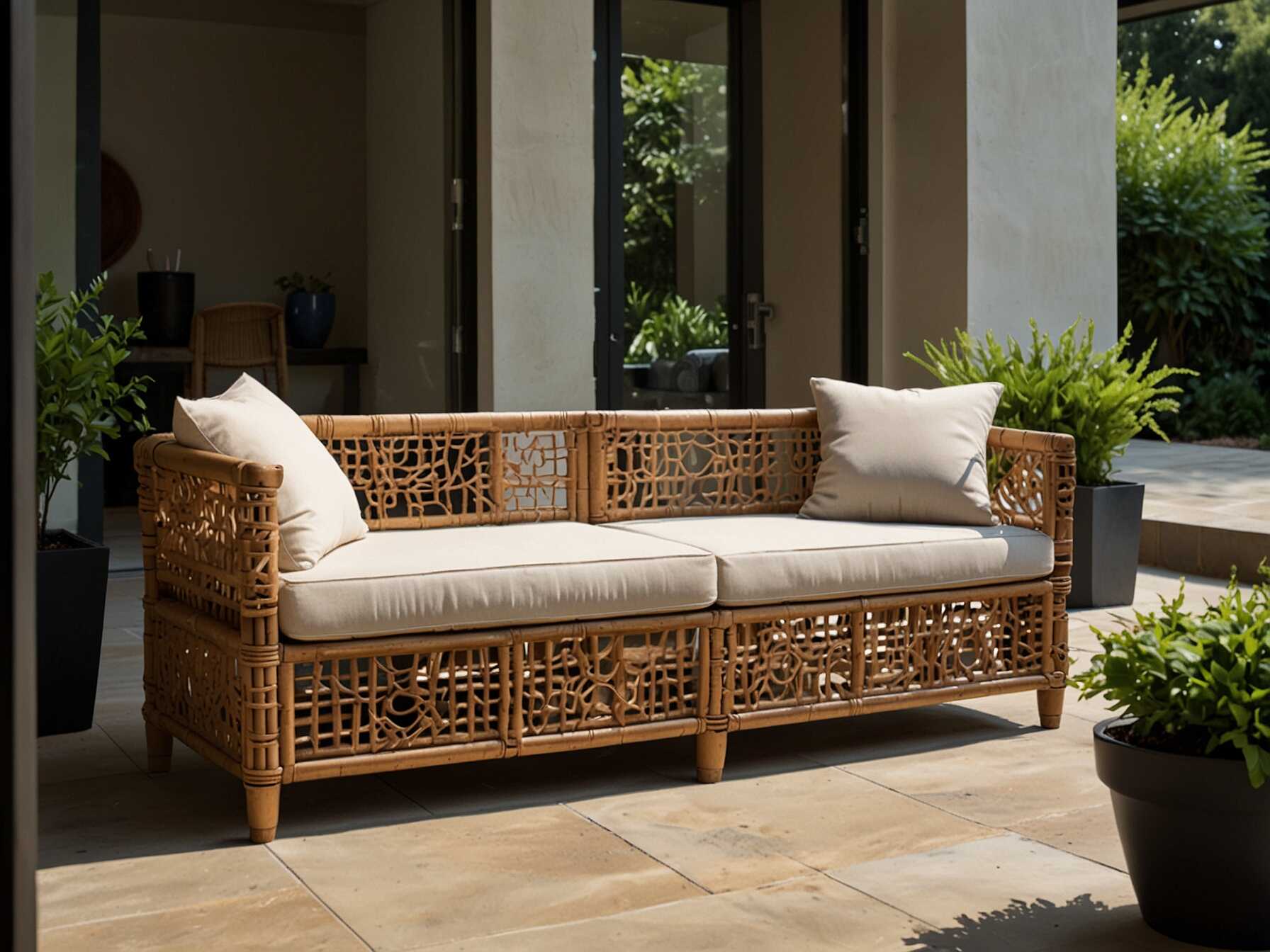 Consider multifunctional furniture. A bench with storage inside or a table that also serves as a planter can save space. These pieces add function and style to your patio. Opt for slim, lightweight furniture. Metal or rattan pieces can look airy and take up less visual space. They are easy to move around when you need more room.