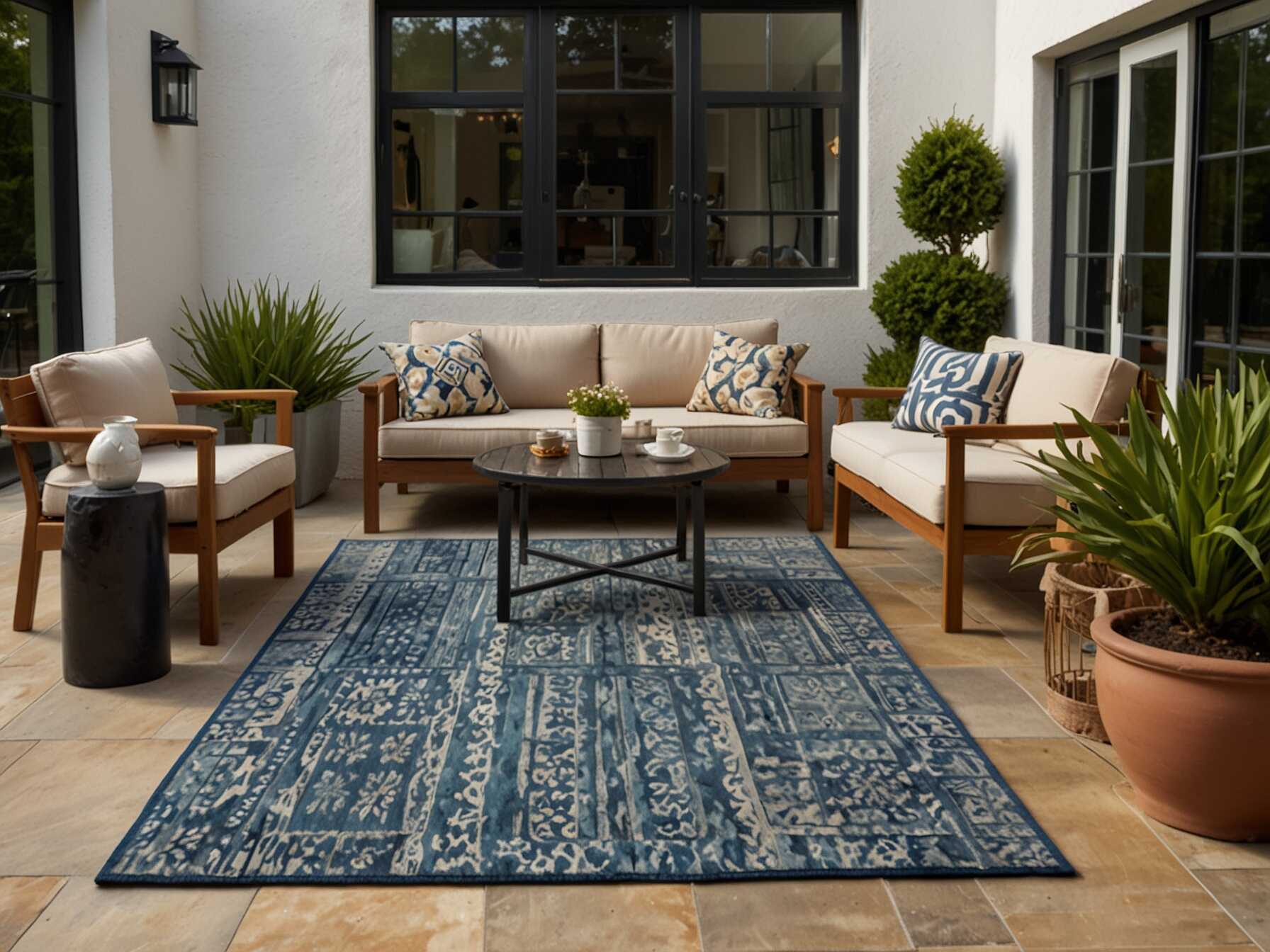 Pick a rug that fits the size of your patio. Too big or too small can make the space look awkward. Measure your area before making a purchase. A patterned rug can hide dirt and stains better than a plain one. Look for designs that match your patio theme. This adds a cohesive and stylish look to your outdoor area.