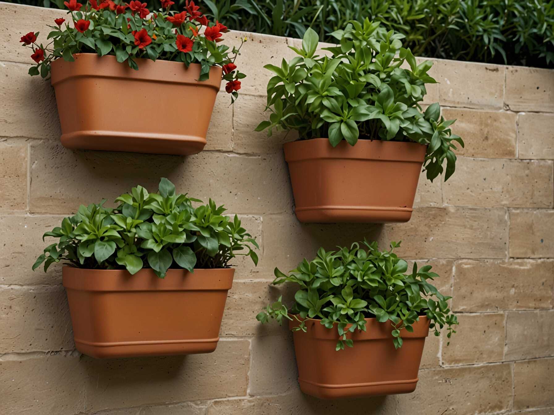 Wall planters add greenery without taking up floor space. They come in many styles, from pocket planters to pots on brackets. Grow flowers, herbs, or small vegetables.  Position planters at different heights. This creates a dynamic look. Mix and match plants for a vibrant display.  Make sure planters have proper drainage. This prevents water damage to your walls. Wall planters make your patio fresh and inviting.  