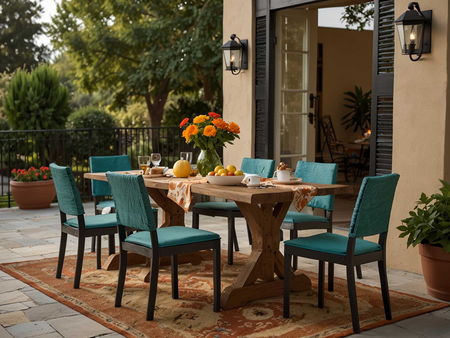 A large table is great for hosting dinners. A small bistro set works for cozy meals. Pick a set that fits your space and your needs. Add some table decorations to make it inviting. A vase of flowers or some candles can make your dining area special. Your patio will be a delightful place to enjoy meals outside.