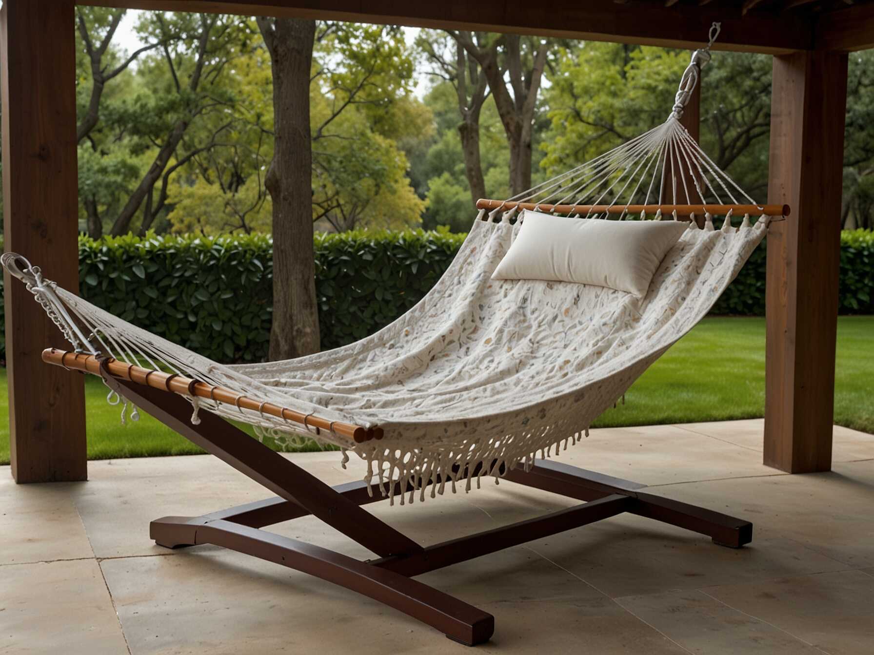 Choose a hammock made from durable materials. They come in many colors and patterns. Find one that matches your patio style. Laying in a hammock is very soothing. It's perfect for reading, napping, or just enjoying the outdoors. Your patio will become a favorite spot to unwind.