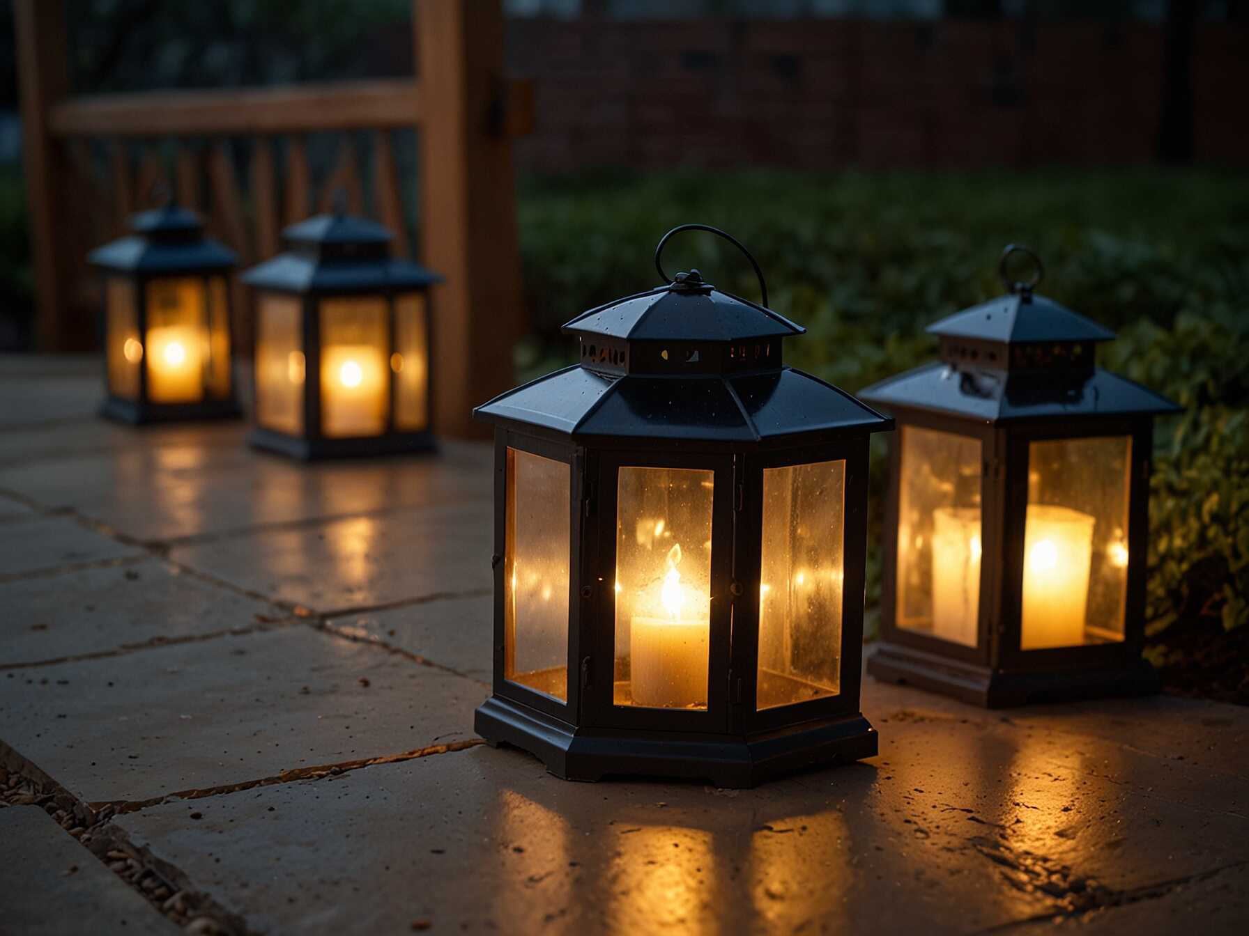 Solar-powered lights save energy and are very convenient. You don't need extra outlets or batteries. They charge during the day and light up your patio at night. Lanterns are a great option too. They come in many styles and sizes. Place them on tables or hang them from hooks to add a warm glow.