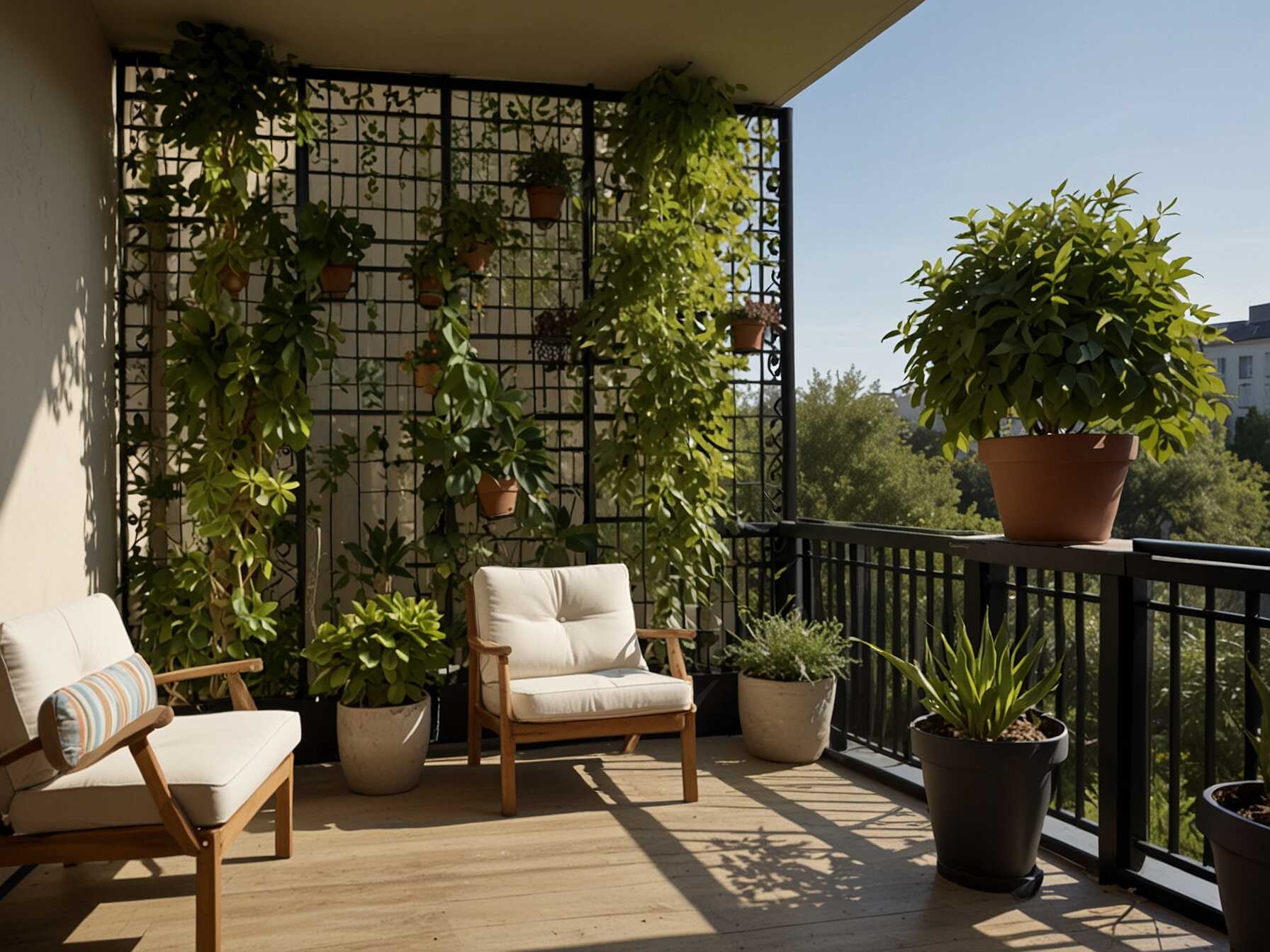 Screens also add a decorative touch. You can grow climbing plants on lattice screens. This adds greenery and privacy at the same time. Feeling private helps you relax more. You can enjoy your balcony without worrying about prying eyes. It becomes your personal retreat.