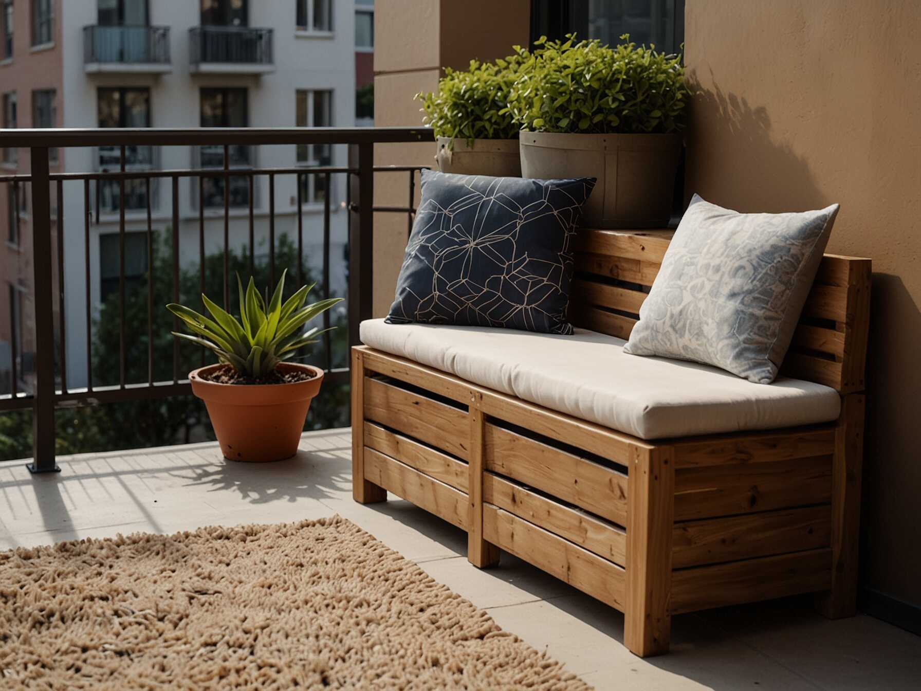 A storage bench helps keep your balcony tidy. It provides a practical seating option too. You can sit and enjoy the view while keeping items nearby. Choose a bench that fits your style. It can be wooden, metal, or even wicker. Your balcony becomes more organized and functional.