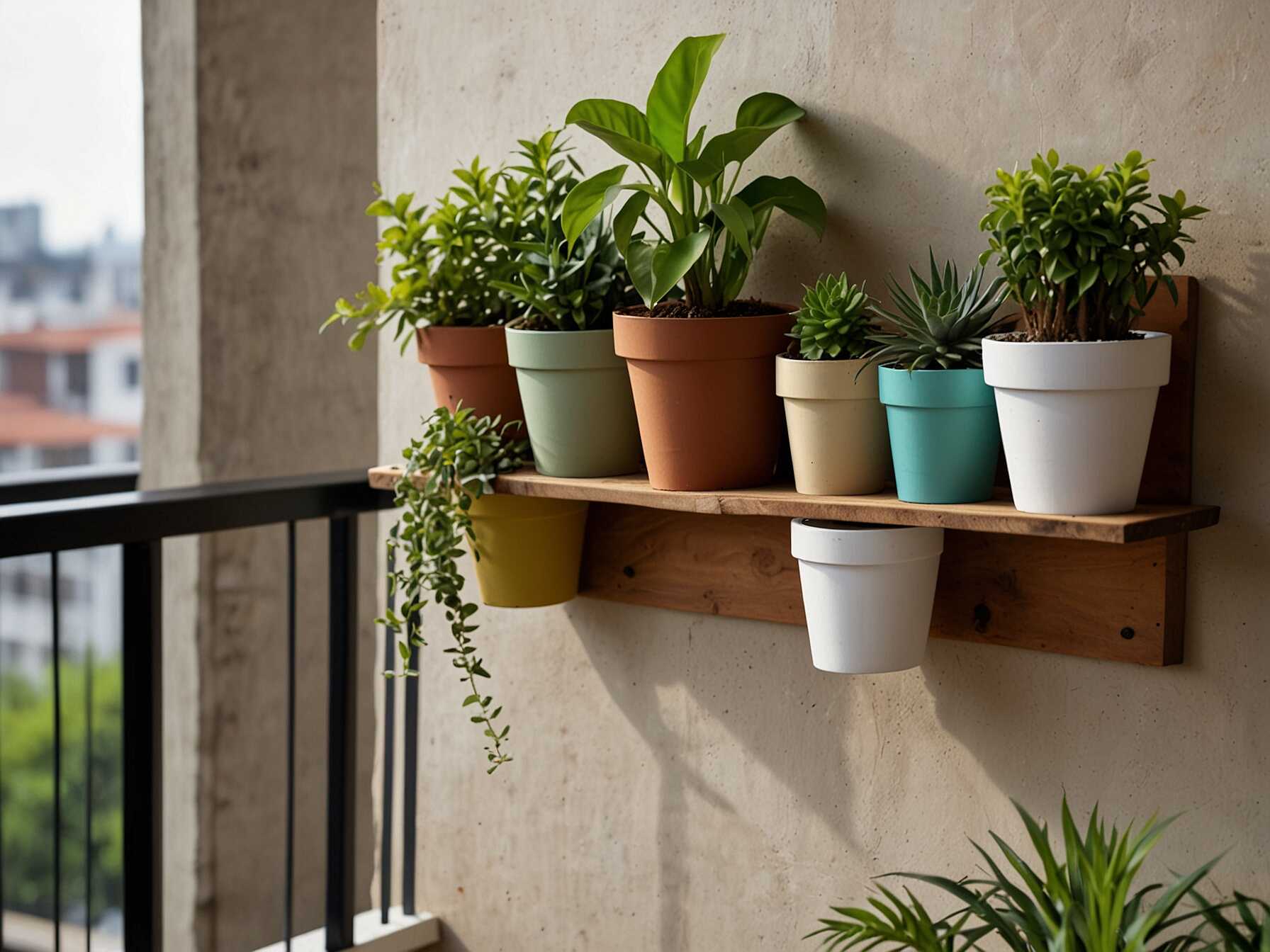 Store plant pots, decor items, or even books on shelves. Use hanging organizers for small tools. Your balcony stays tidy and functional. Vertical storage makes the most of limited space. It keeps things off the ground and within reach. Your balcony looks neat and uncluttered.