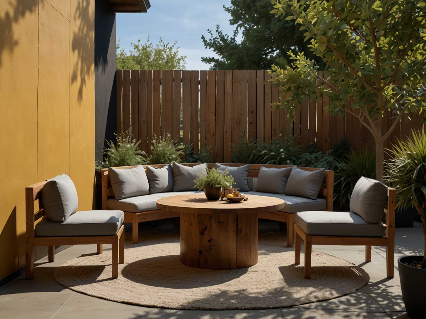 Arranging furniture in a circle helps with conversation. Add a small table for drinks and snacks. Mix and match chairs and benches. This adds character to the space.