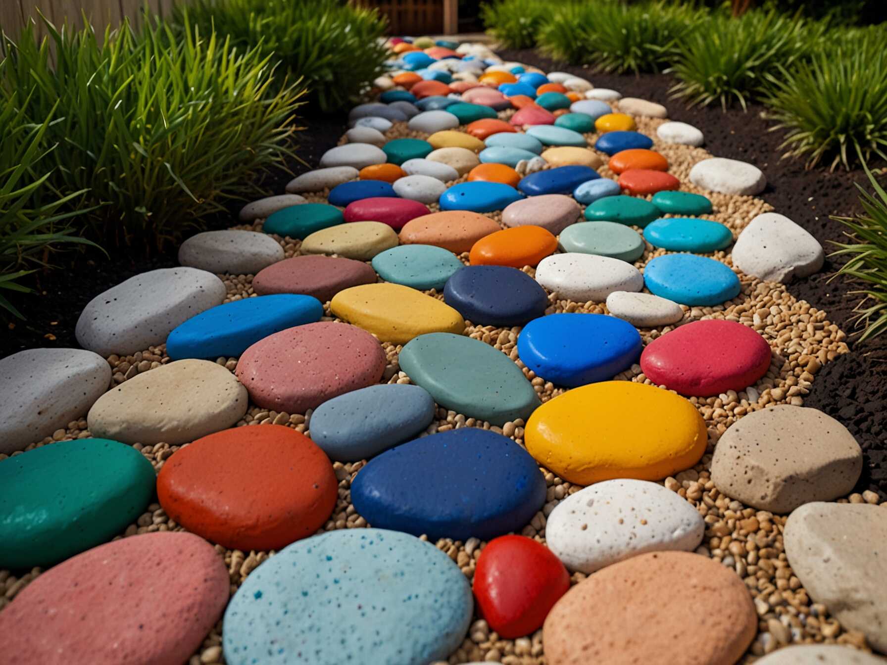 Paint rocks for a colorful pathway. Get creative with personal touches. DIY projects save money. They also give a unique look to your patio.