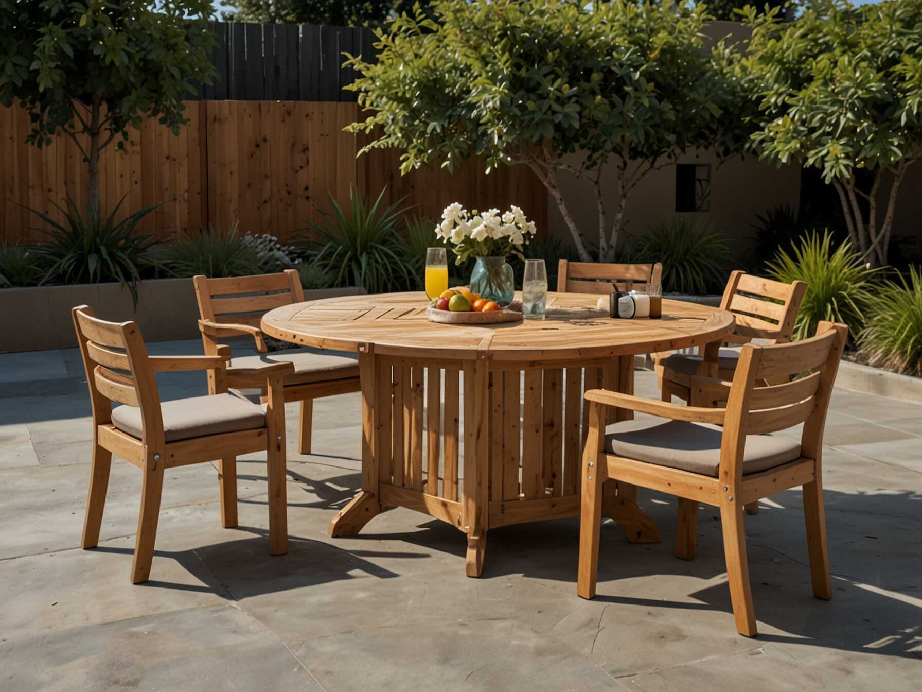 Foldable tables and chairs are handy. You can store them when not in use. Look for pieces that suit your needs. Multifunctional items maximize your patio.