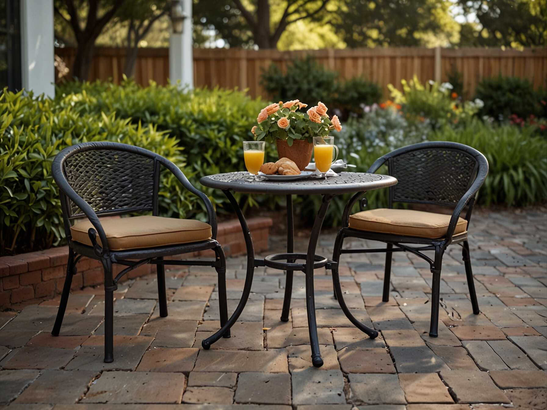 Bistro sets come in various styles, from modern to vintage. You can choose one that fits your taste. Plus, these sets are easy to move and store. Adding a small potted plant or a lantern to the table makes it even more charming. This makes your patio a lovely spot for casual meals or conversations.