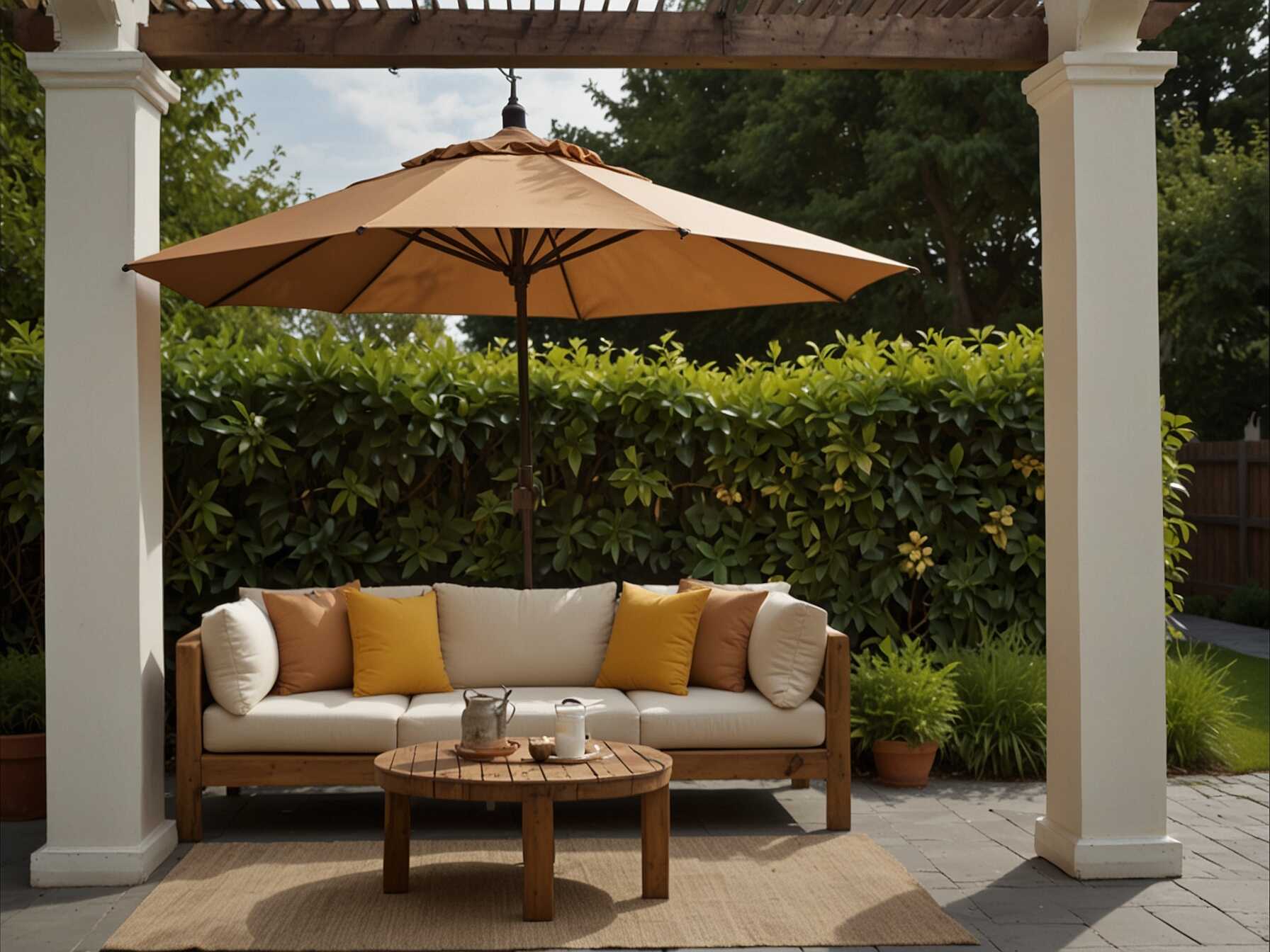 Look for umbrellas that can tilt and adjust. This gives you control over the shade. A pergola can be decorated with climbing plants or fairy lights. Shade solutions make your patio usable even on hot days. They also add a touch of elegance. This makes your outdoor space more versatile.