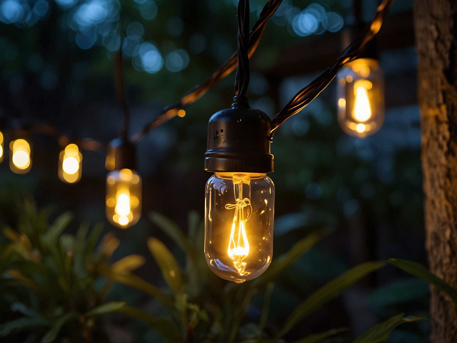 Firefly lights mimic the look of real fireflies. This gives a magical feel to your patio. Hang them in bushes or trees around the outdoor space. They will twinkle just like the insects do. Use them during summer nights. It creates a dreamy, whimsical atmosphere.