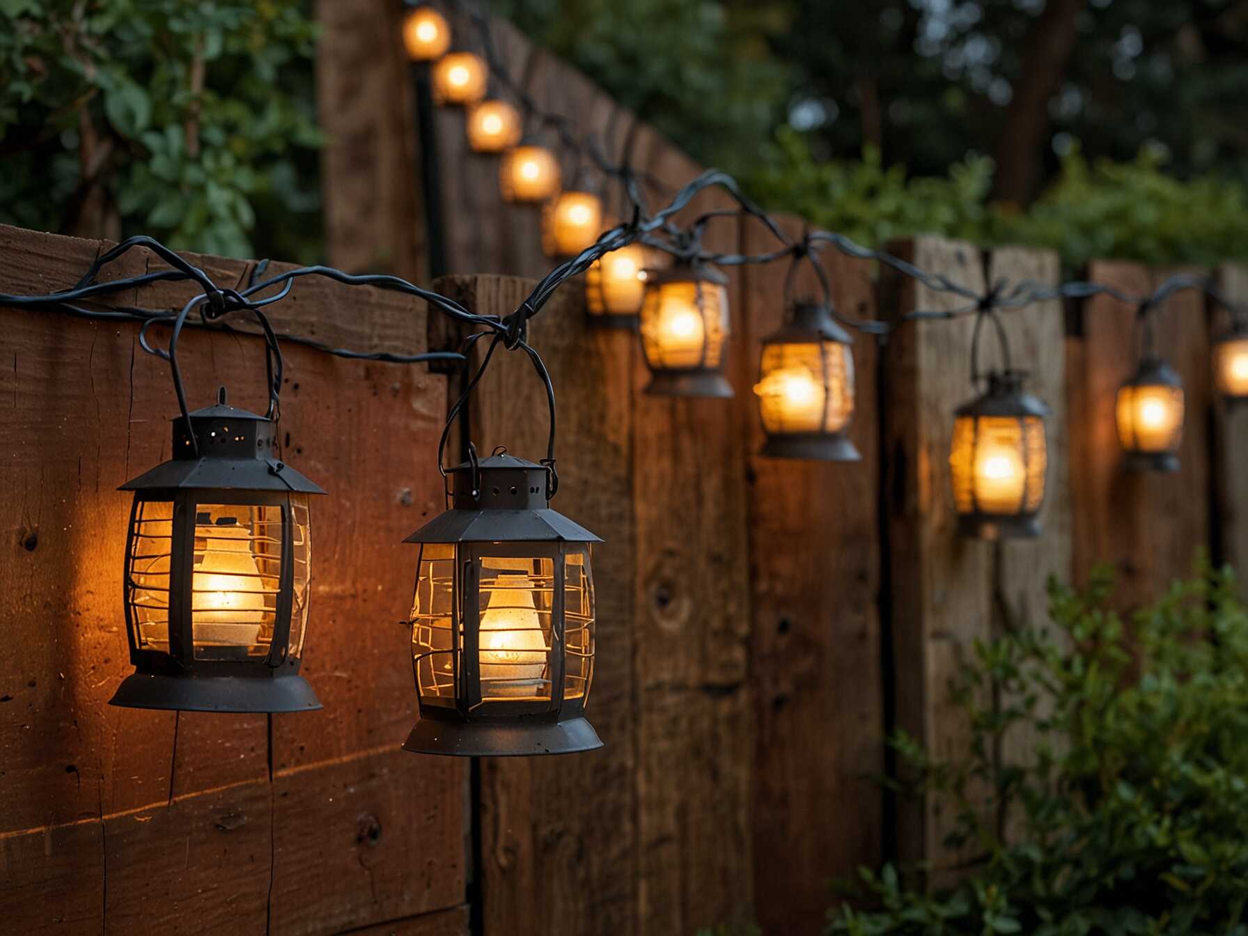 Lantern string lights combine two great ideas. These lights look like little lanterns hanging in a row. They add a charming glow and are easy to hang. Stretch them along a fence or patio rail. You can find lantern string lights in many styles. Pick ones that match your patio décor.