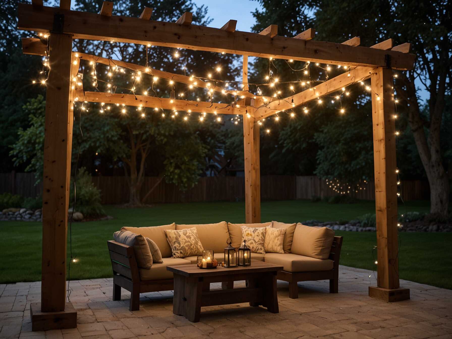 String lights are a classic choice for patios. They are easy to hang and come in various designs. Drape them across your patio ceiling or weave them through a pergola. This creates a twinkling canopy above. Opt for solar-powered string lights. They save energy and make setup simple.