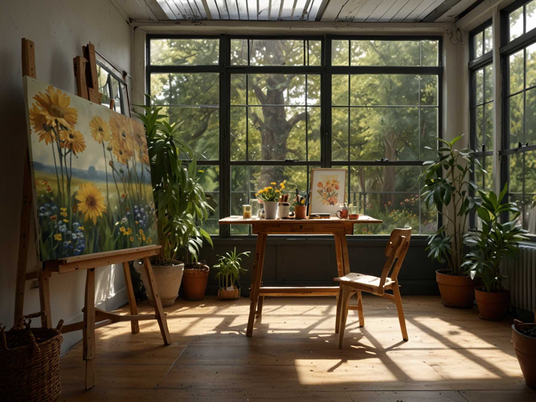  Turn your sunroom into an inspiring art studio. Use easels, canvas storage, and worktables. Add lots of natural light to create the perfect environment for creativity.  