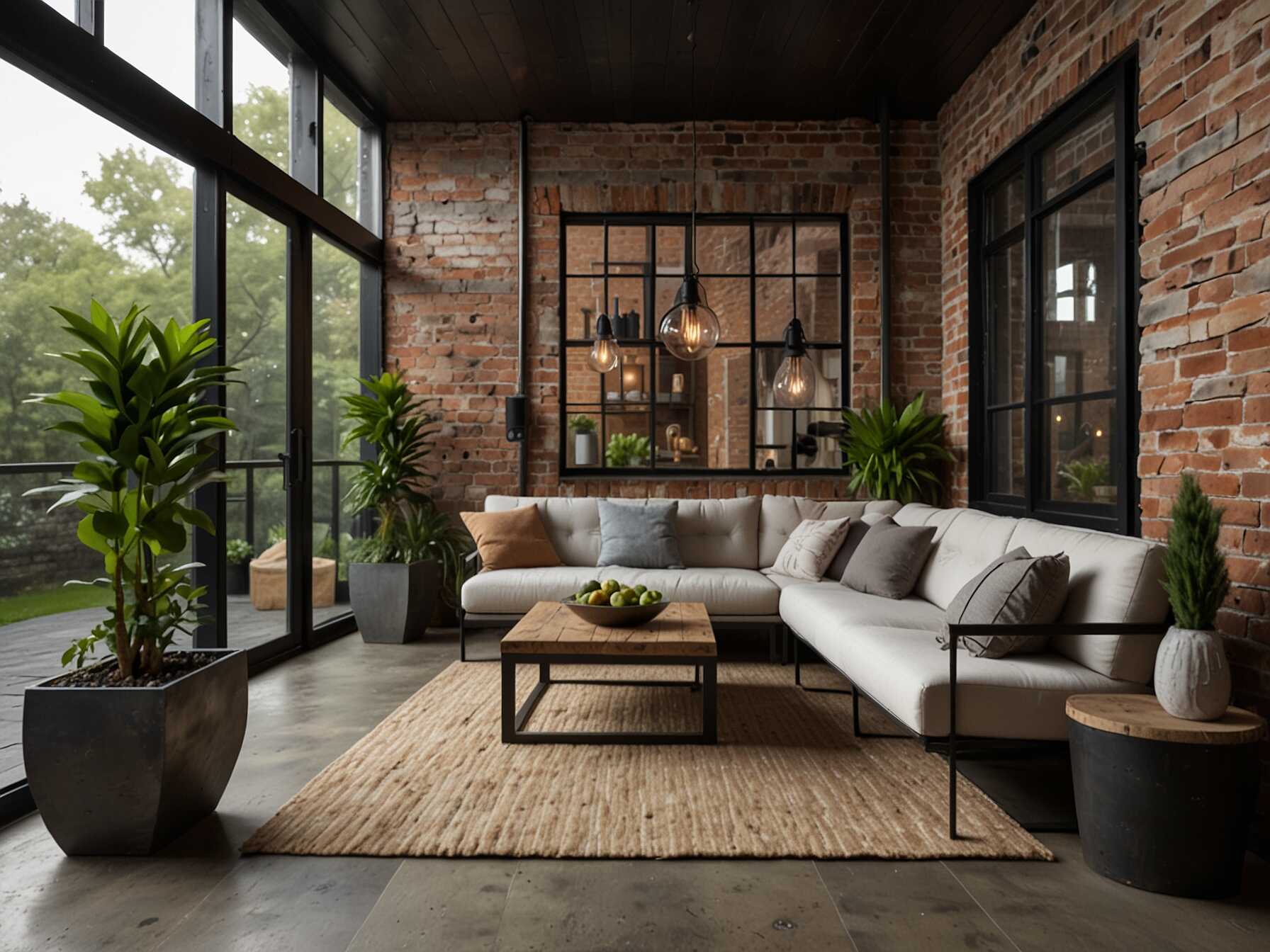  Add a touch of urban style to your sunroom with industrial chic design. Use metal and reclaimed wood furniture, and incorporate exposed brick or pipes. This modern look is both trendy and functional.  