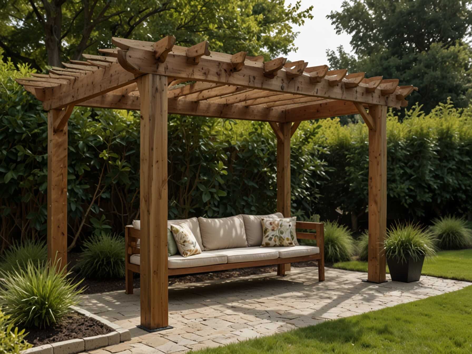 Build a pergola or arbor to create shaded areas. They can support climbing plants and provide a relaxing spot to sit under.  