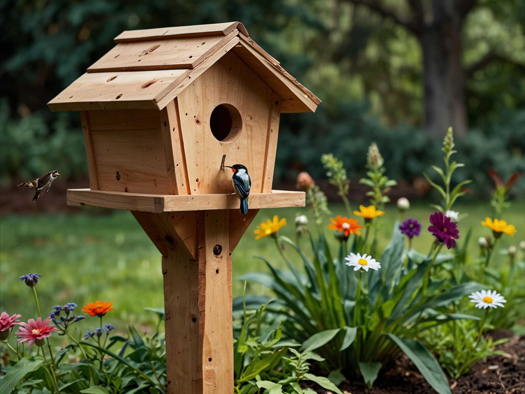 Design part of your garden as a habitat for wildlife. Birdhouses, feeders, and native plants can attract birds, butterflies, and beneficial insects.  