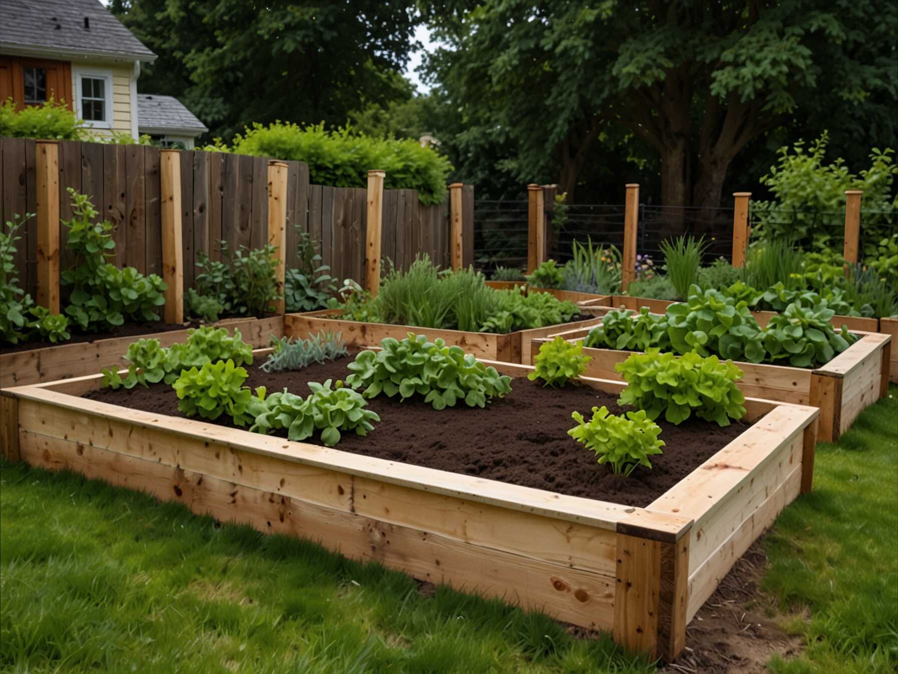 Consider raised garden beds for vegetables or flowers. They add structure to your garden and make planting and harvesting easier.  