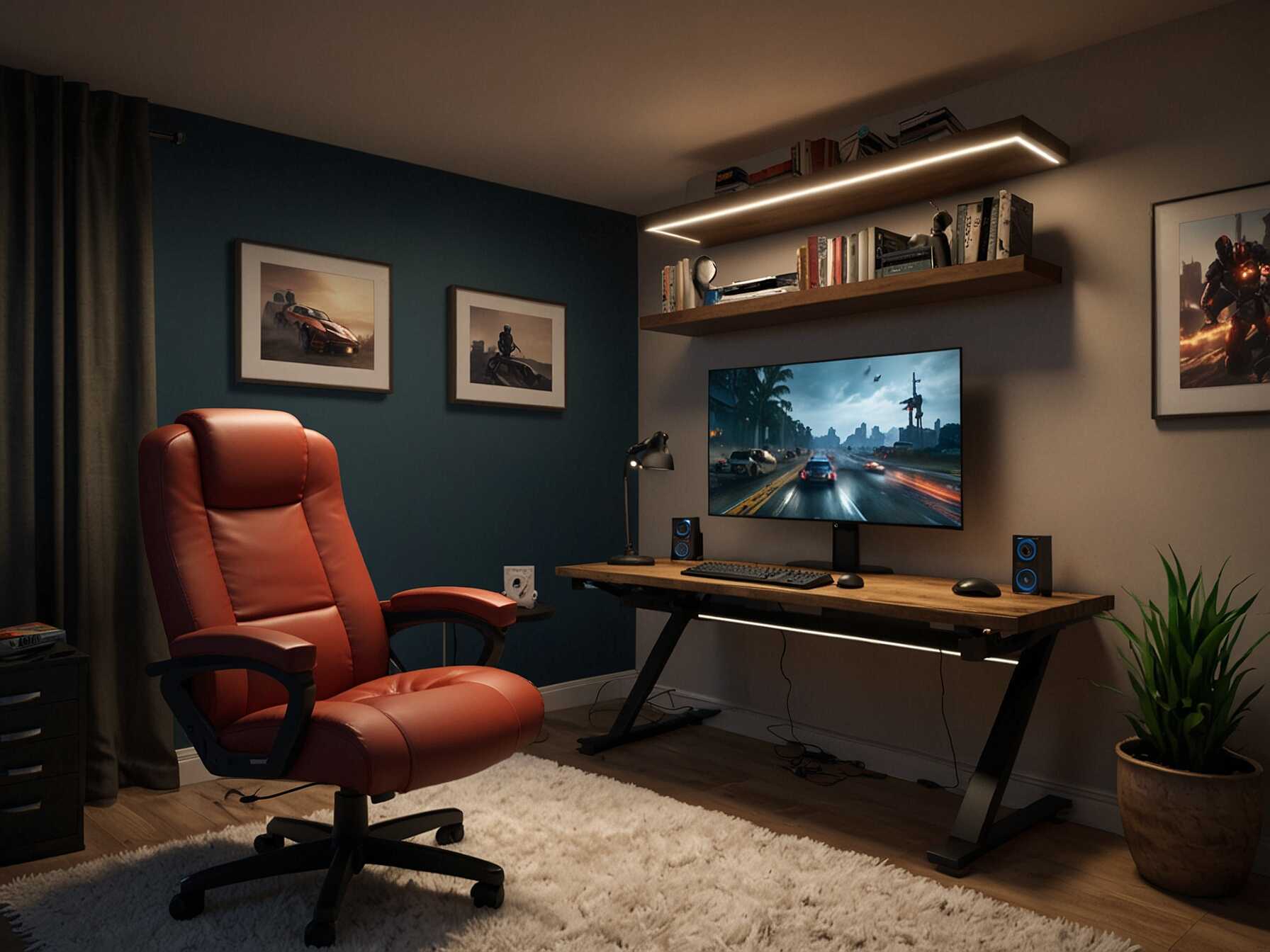 Dedicate a corner of the room to gaming. Use a comfortable chair, a desk with ample space, and good lighting. This setup will make your gaming sessions more enjoyable.  