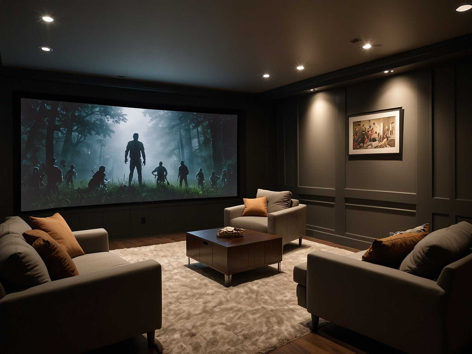 Consider using a projector and screen for a larger-than-life experience. This is especially good for movie nights and sports events. Make sure the room can be darkened for the best picture quality.  