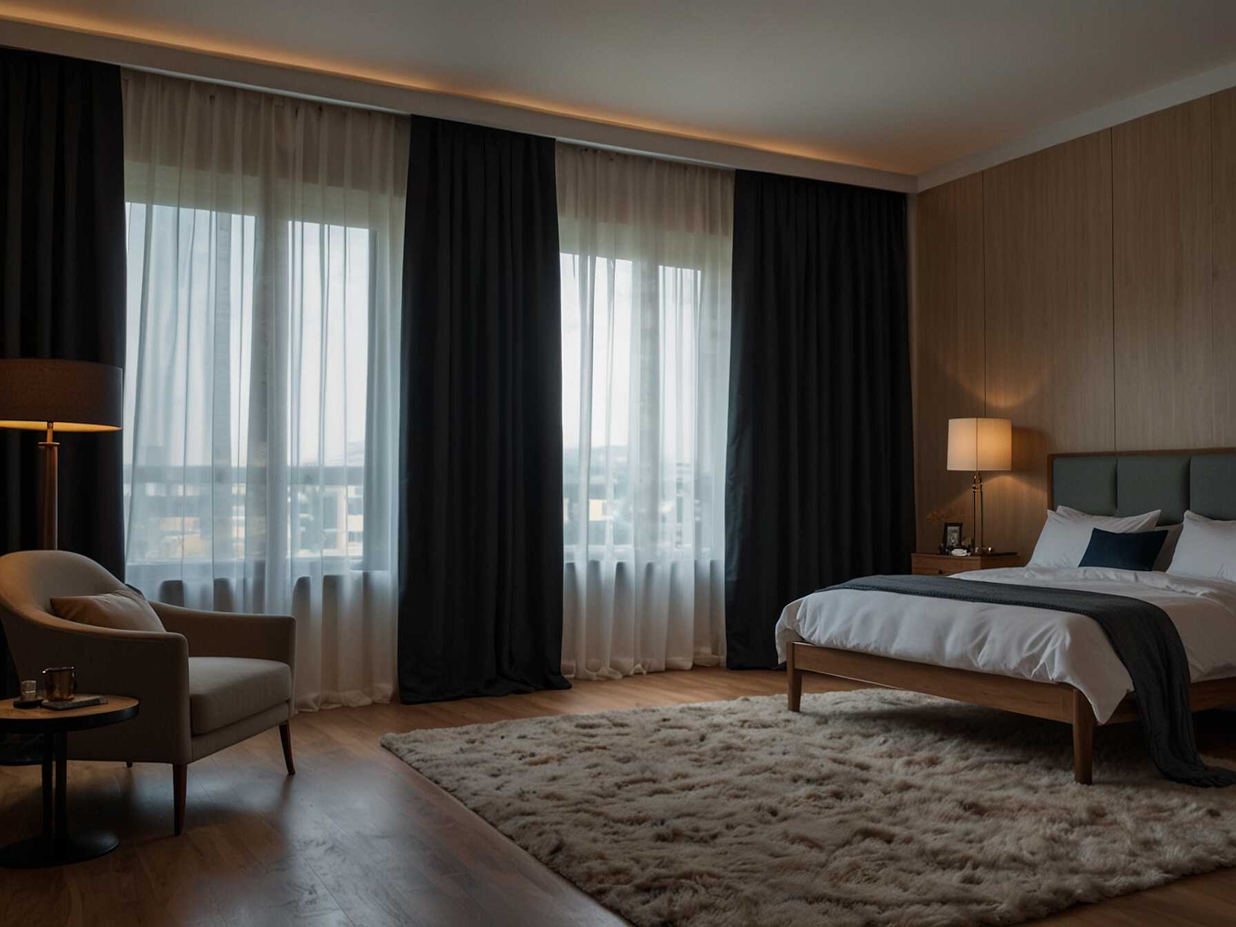 Blackout curtains are a great addition to a guest room. They ensure that your guests can sleep in and not be disturbed by early morning light. Plus, they add a touch of luxury to the room.  