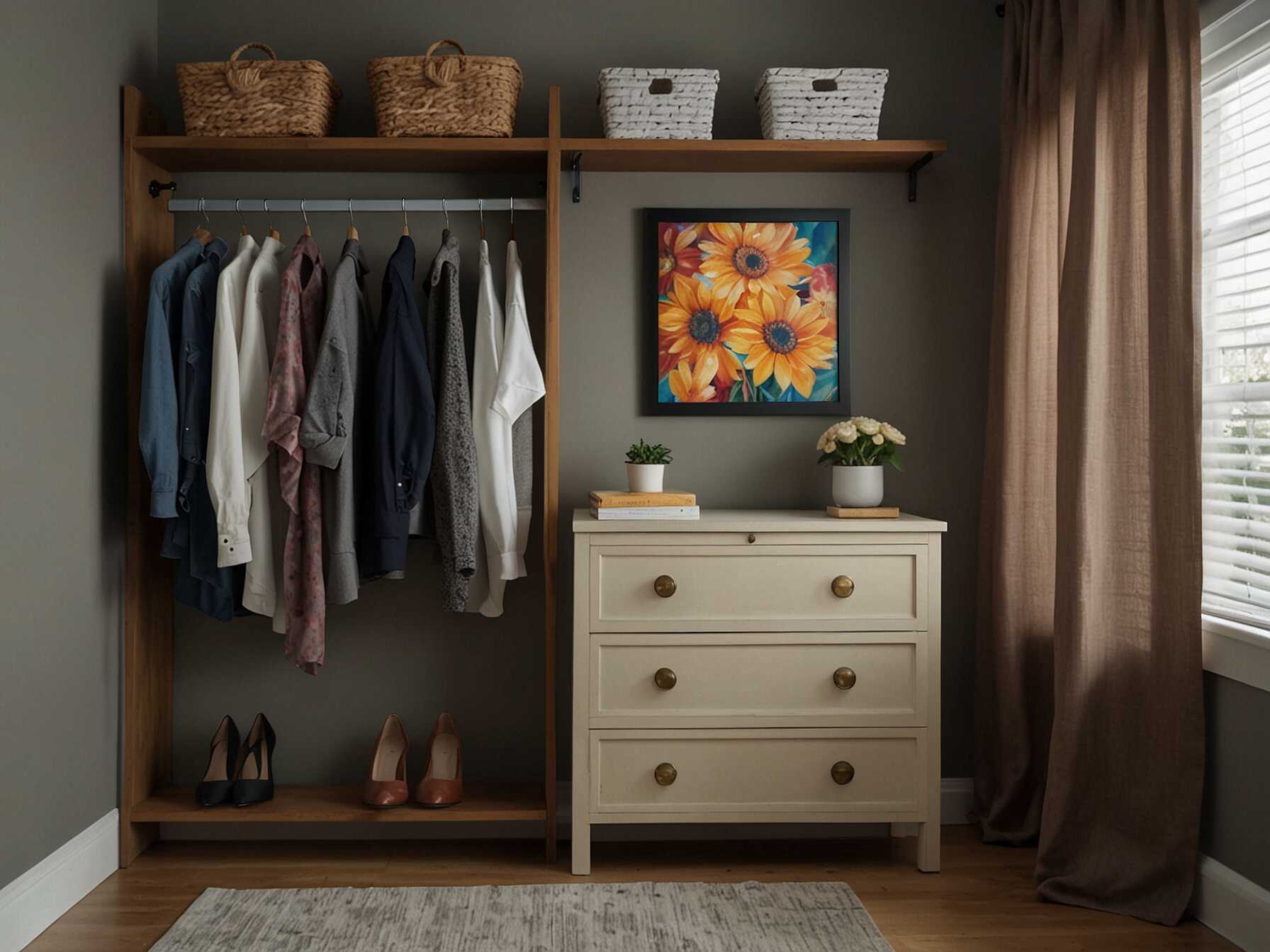  Hang a piece of artwork in your walk-in closet. It adds a personal touch to the space. Choose something that makes you happy.  