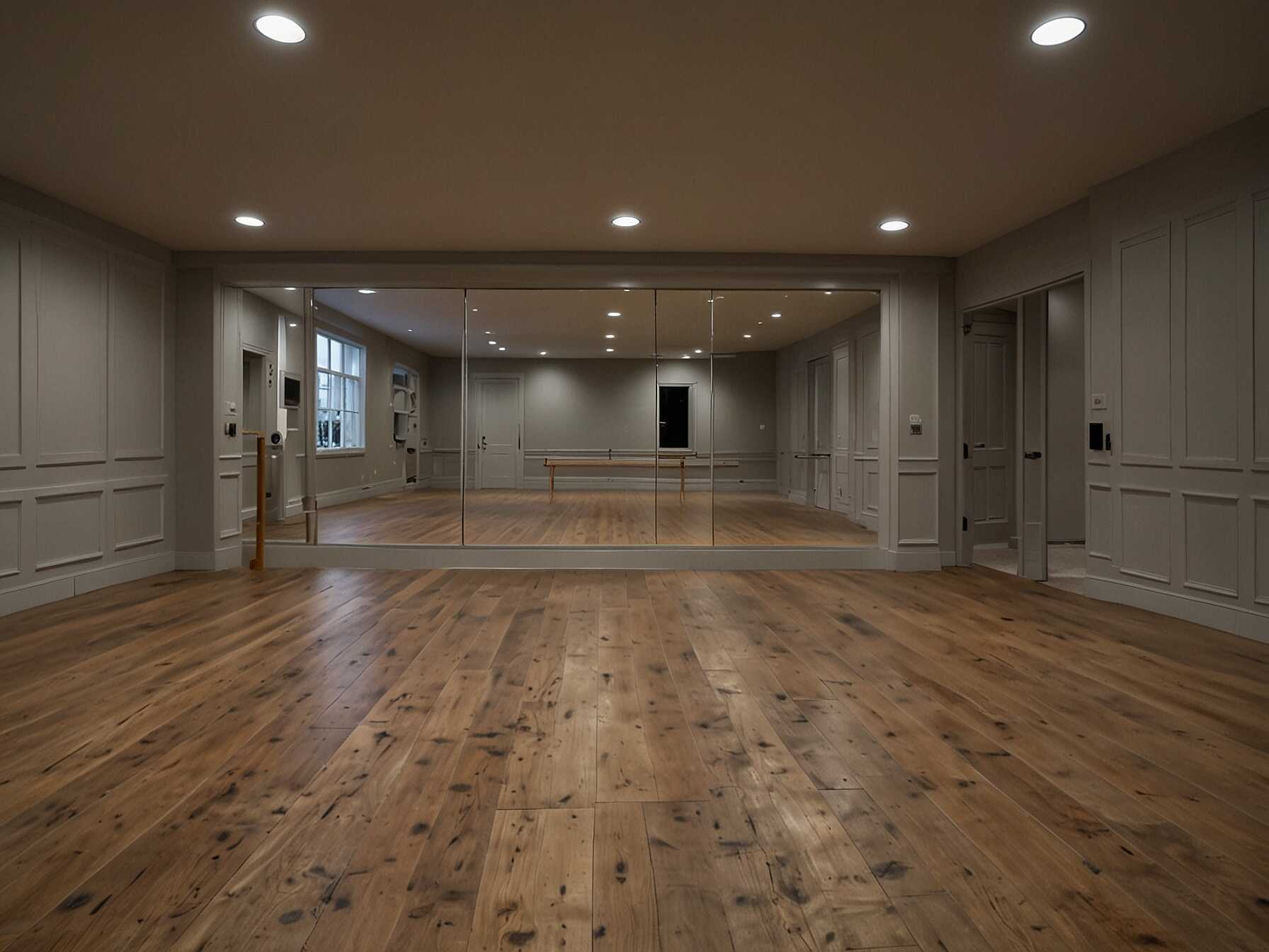 Create a dance studio in your basement. Use mirrors, a ballet barre, and a good sound system. Make sure the floor is suitable for dancing, like wood or padded mats.  