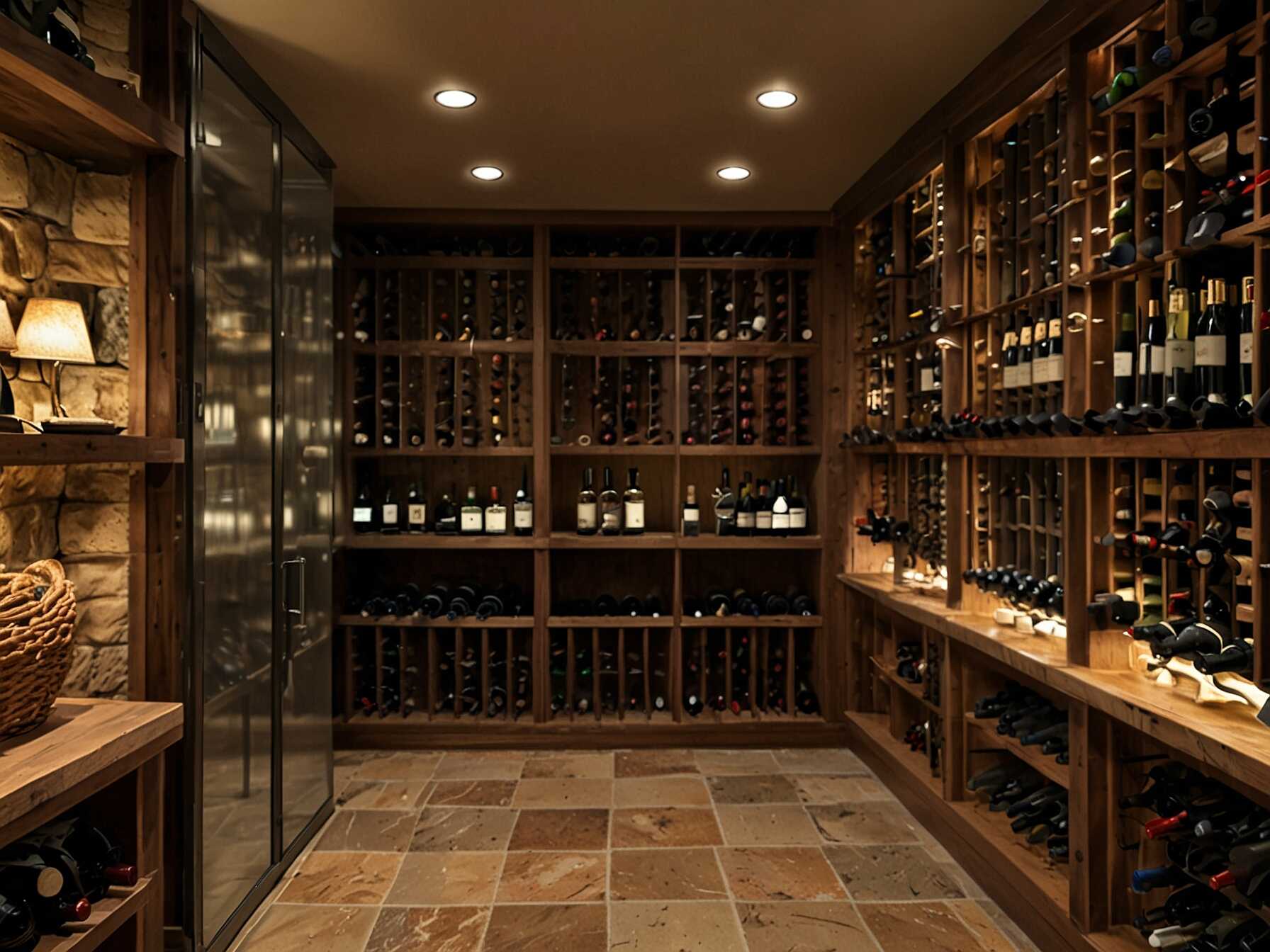 Make a wine cellar in your basement. Use wine racks to store your collection and add a tasting table. Keep the area cool and dim to preserve the wine quality.  