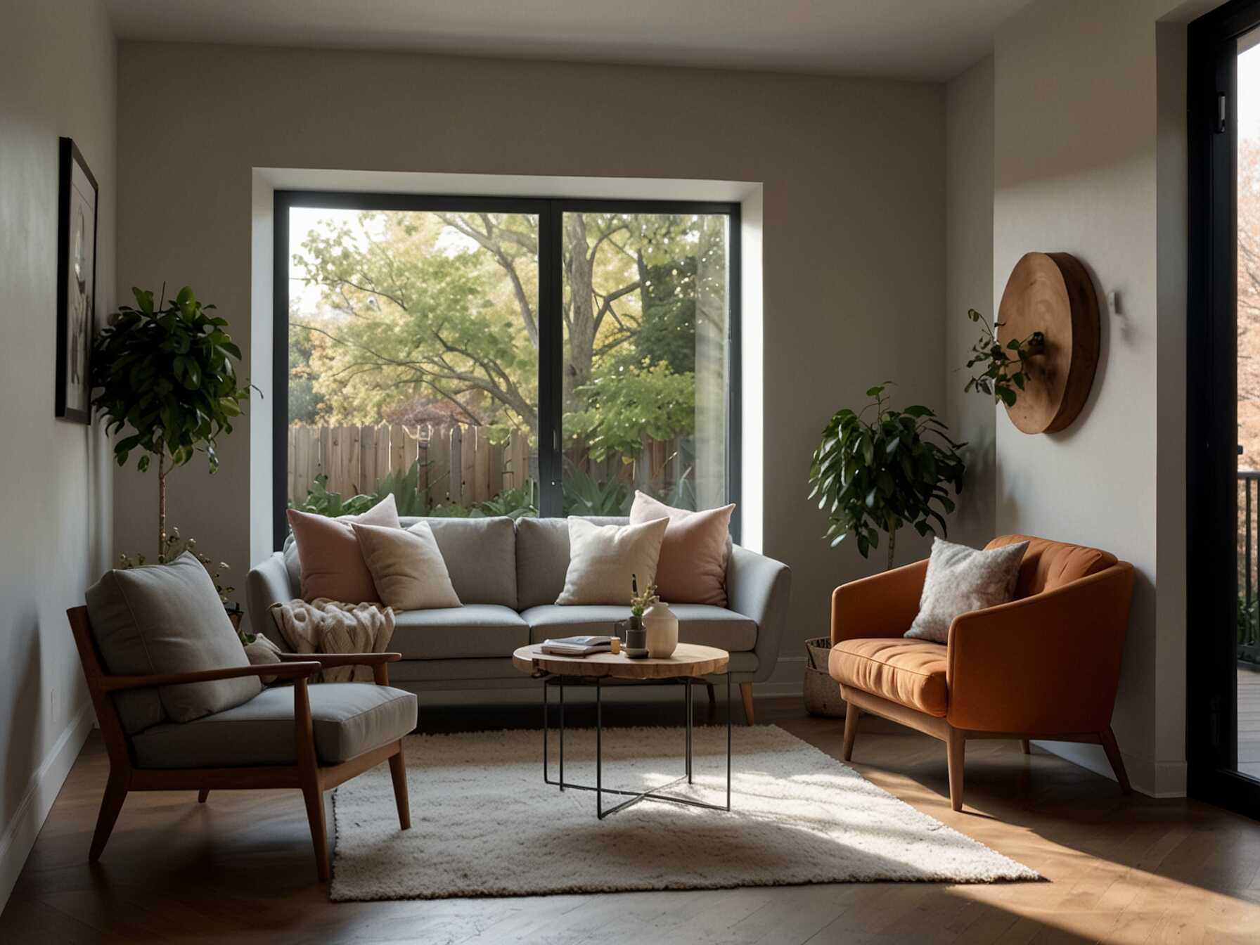  Design a cozy corner where you can relax. Use comfortable seating like a small sofa or a couple of chairs. Add a soft throw and some cushions to make it even more inviting.  