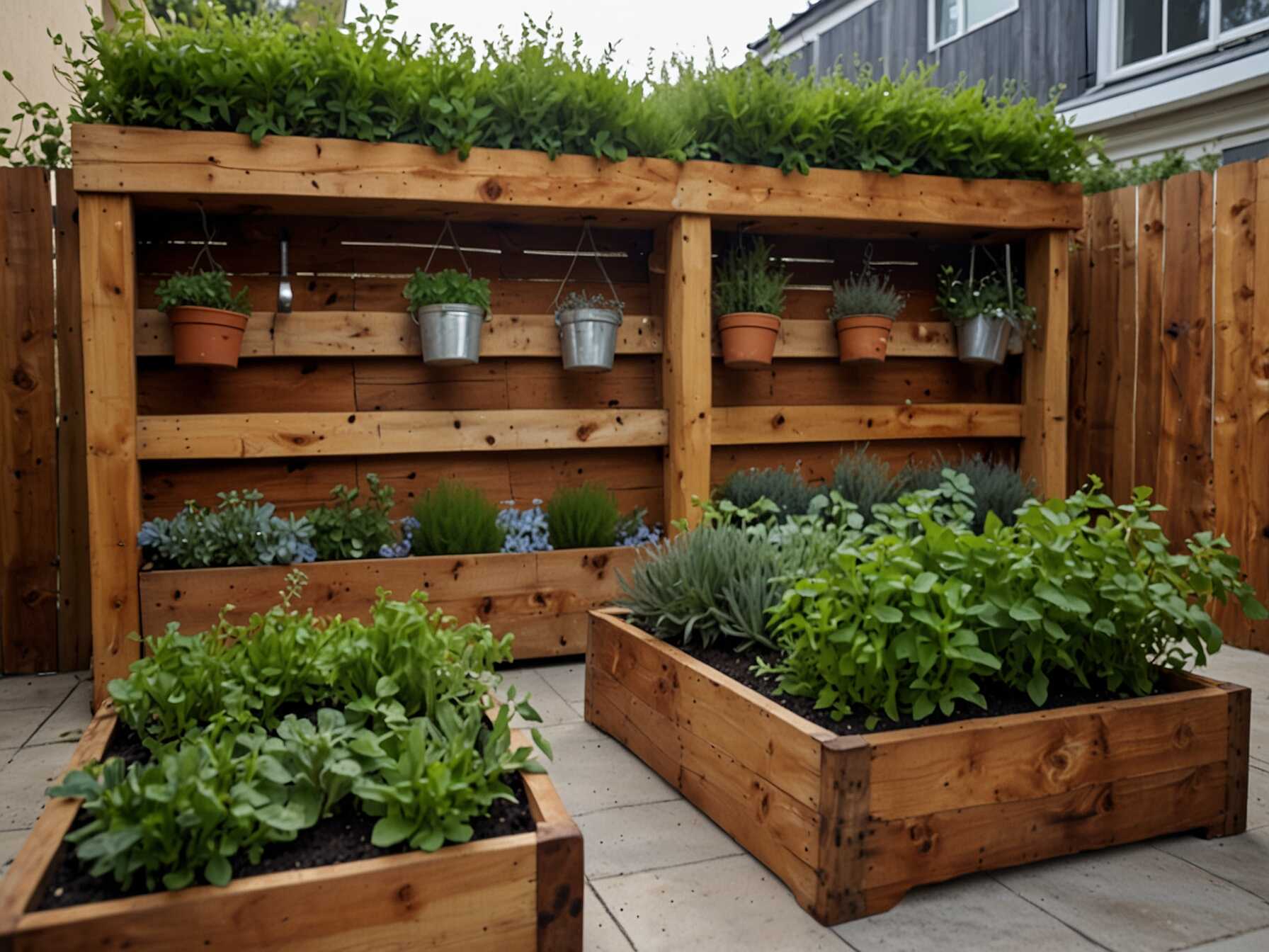  Create a useful and beautiful space by planting an herb garden in your courtyard. Use pots or raised beds to grow your favorite herbs. This not only looks great but also gives you fresh herbs for cooking.  