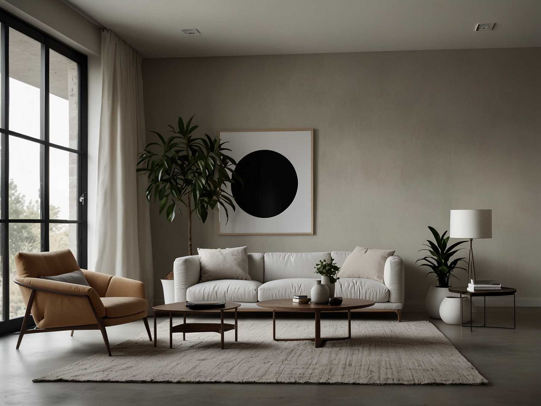  Go for a simple, clean look with a minimalist design. Use sleek furniture and a few well-placed plants. Keep the color palette neutral to create a calm and relaxing space.  