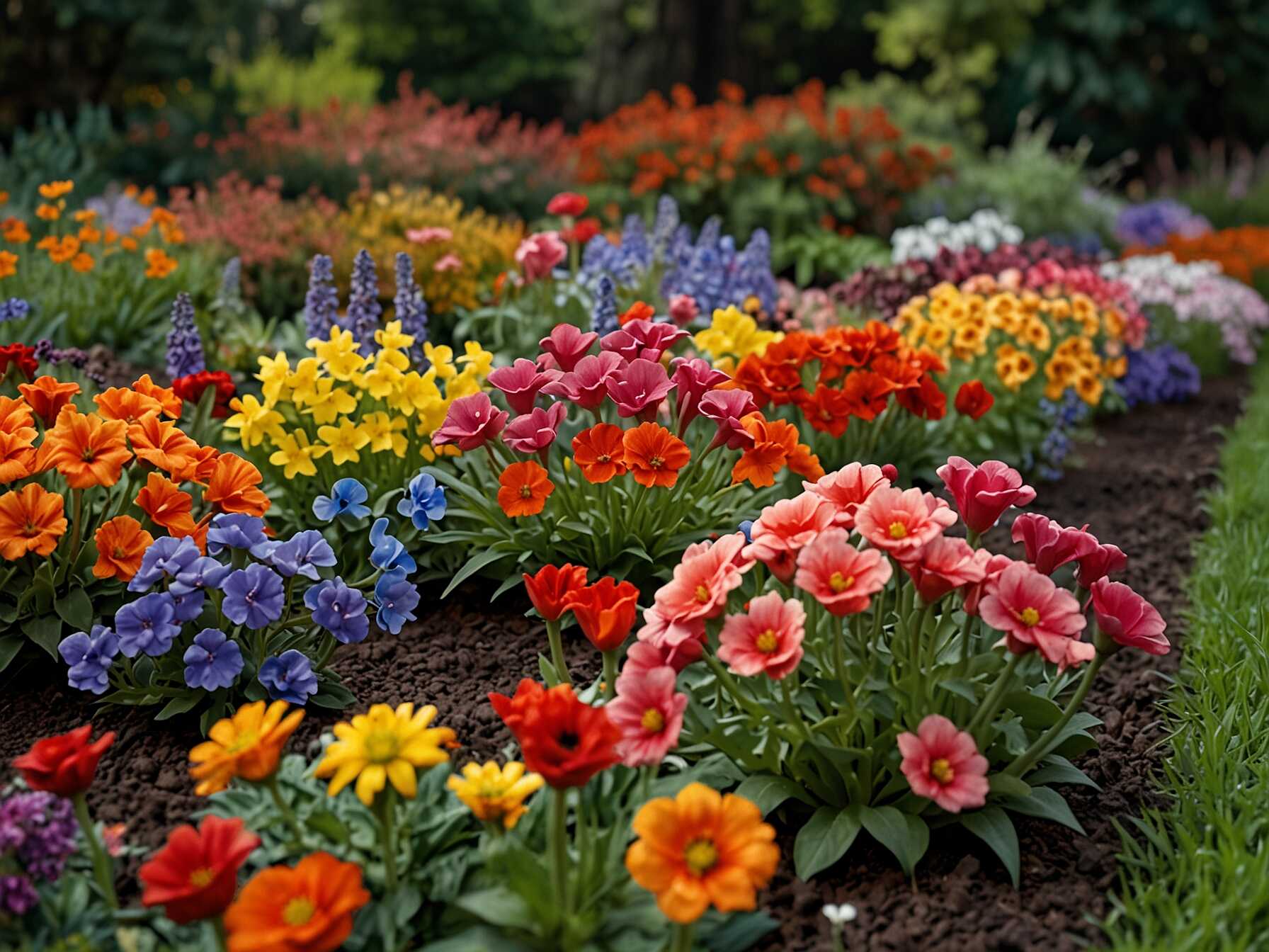 Brighten up your garden with a bed full of colorful flowers. Choose a mix of seasonal blooms to keep your garden lively all year round.  