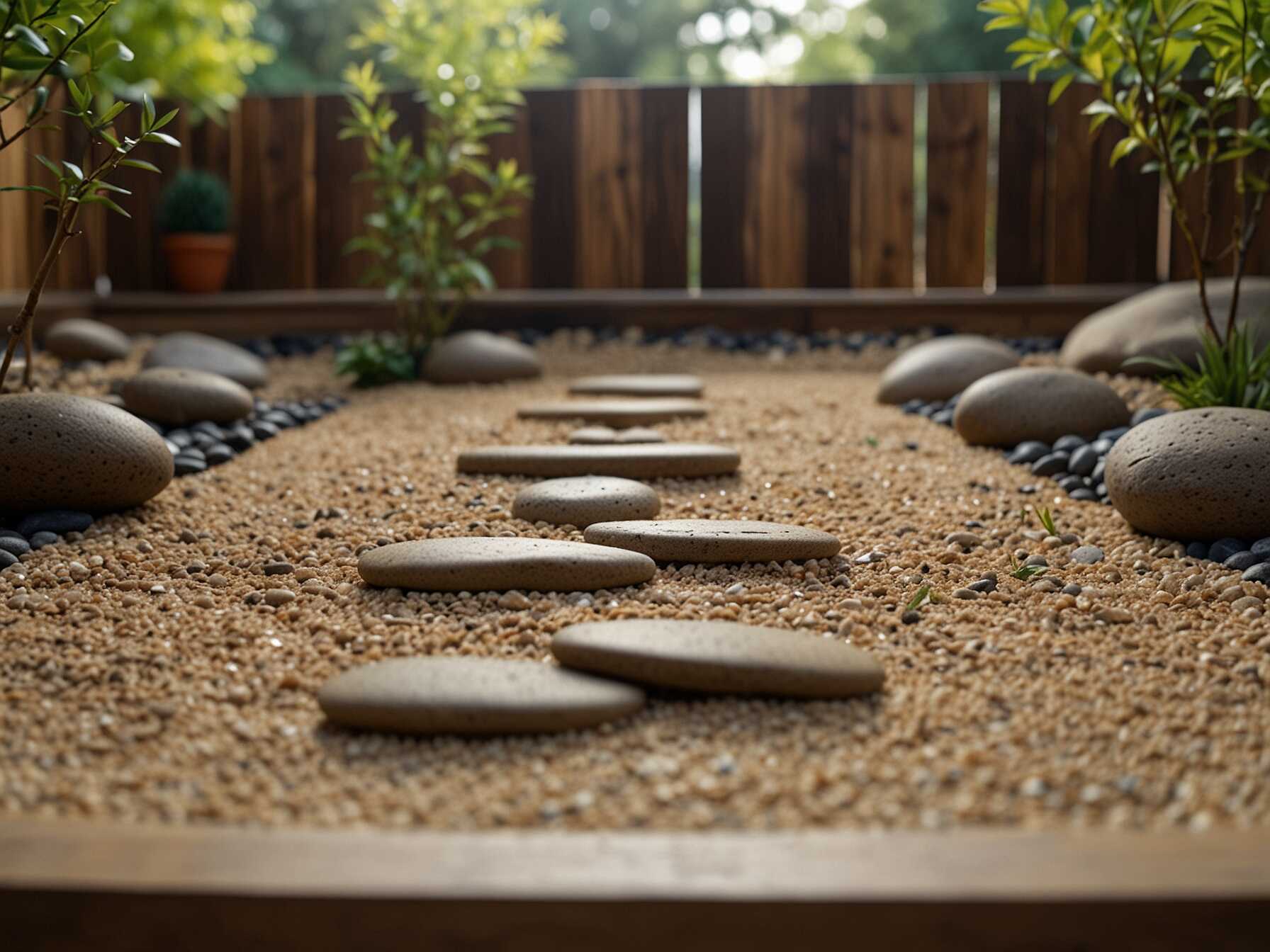 Use sand, stones, and a few plants to make a peaceful Zen garden. It’s a perfect spot for meditation or relaxation.  