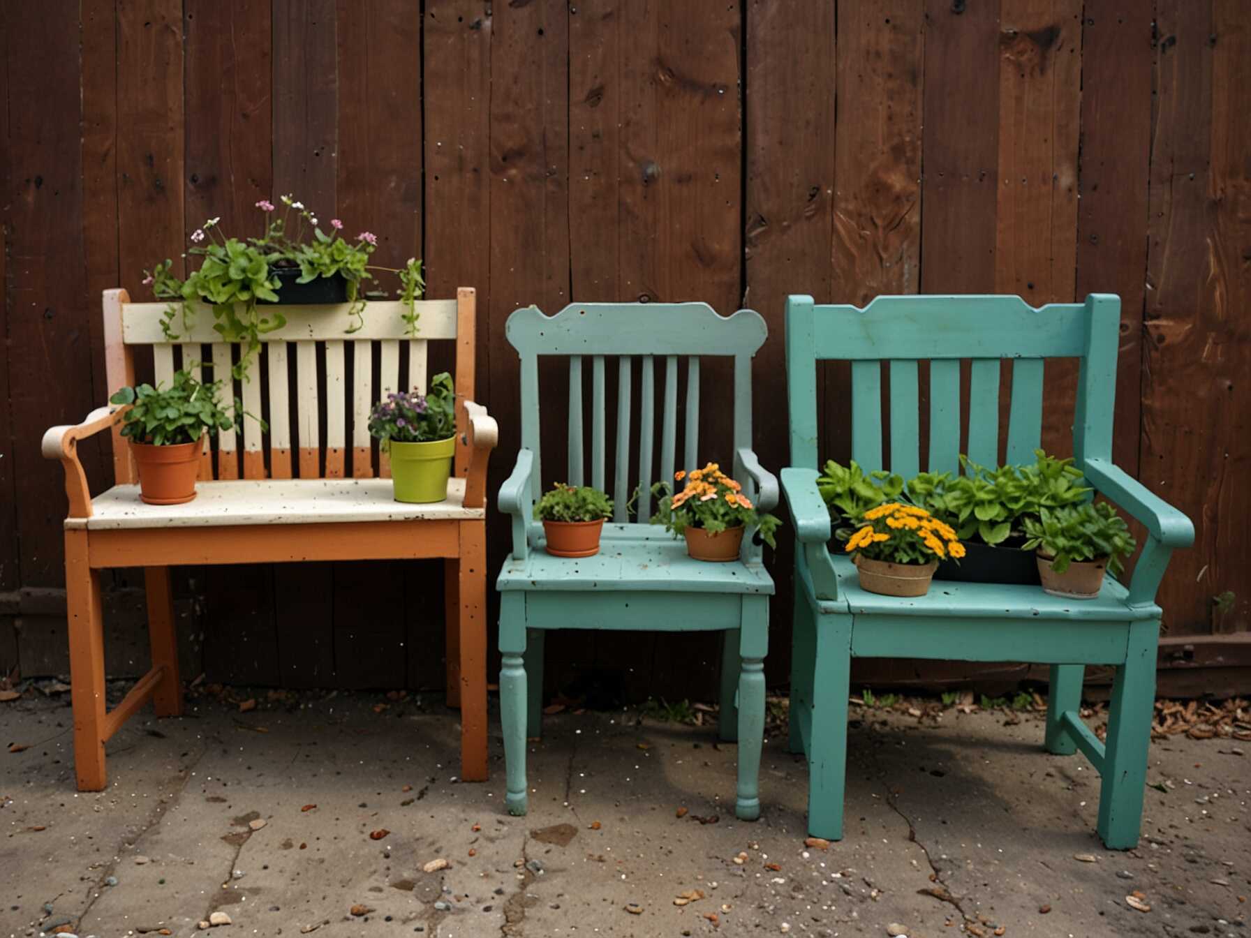 Use old furniture or containers as garden planters. This adds a quirky touch and is a great way to recycle.  