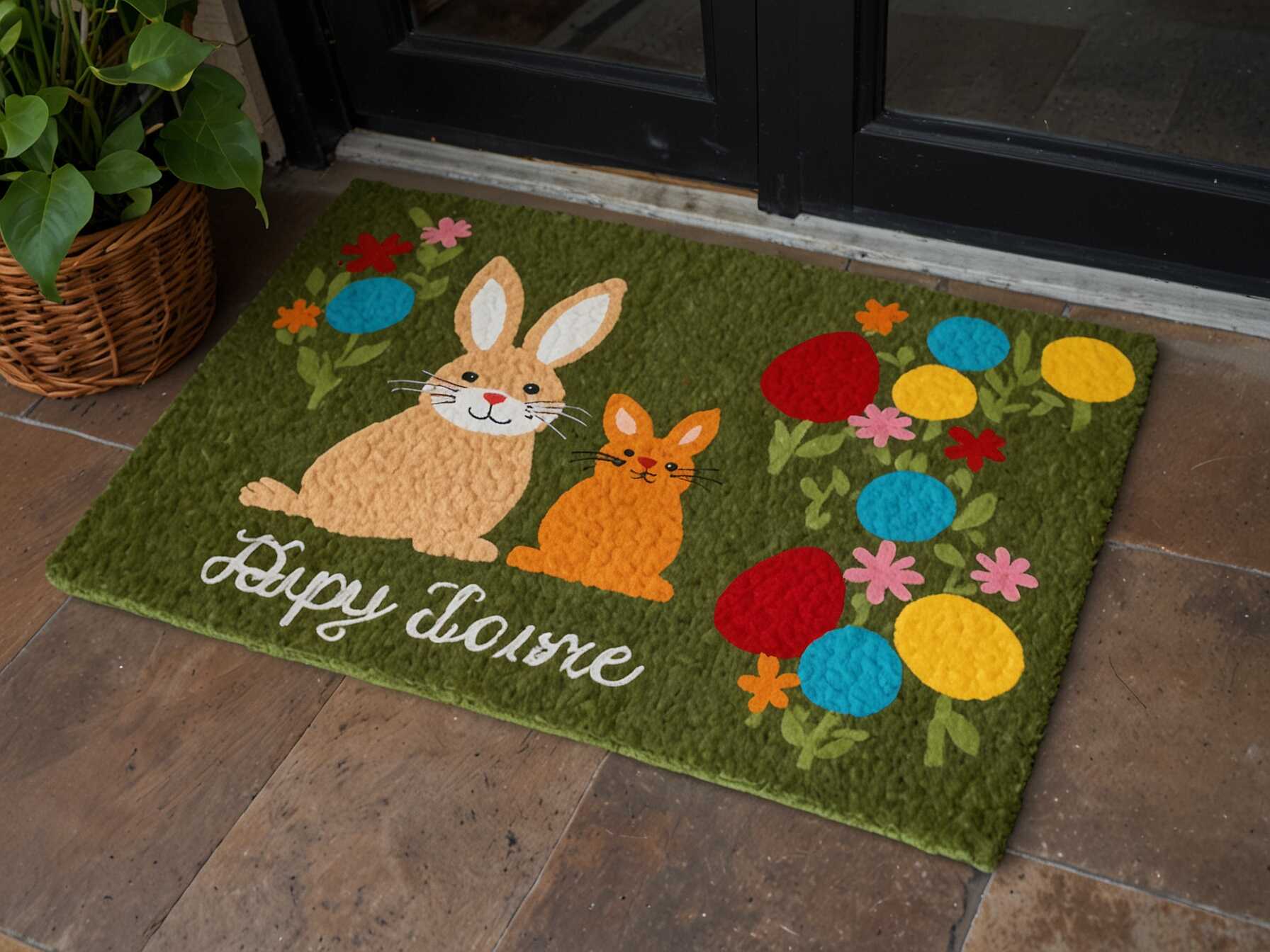 A new doormat can do wonders for your porch. Choose one with bright colors and Easter designs like bunnies or eggs. A cheerful doormat sets a festive tone right at the entrance.  Place the doormat in front of your door for the best effect. It not only looks good but also helps keep your home clean. Guests will love wiping their feet on such a cute mat.  Changing your doormat for each season is a simple way to refresh your porch. For Easter, go for colors that match your other decorations.  