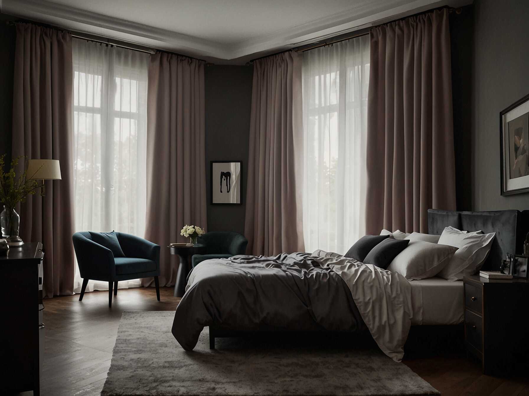 Elegant curtains can elevate the look of your bedroom. Choose a color and fabric that match your décor. Blackout curtains are a good choice if you prefer to sleep in total darkness.  