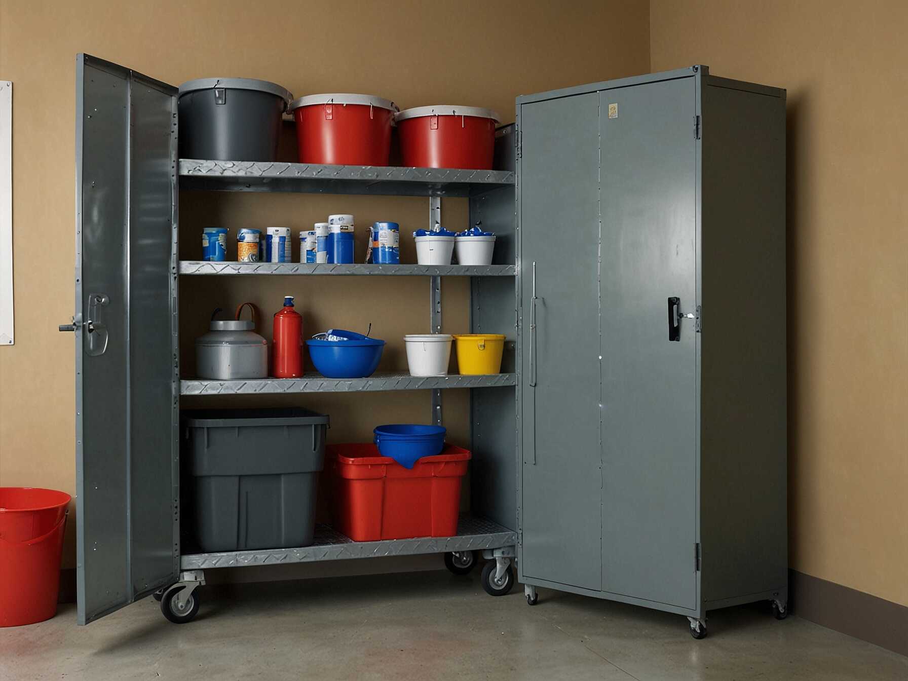 Look for sturdy cabinets. They should be able to hold heavy items. Metal or strong plastic cabinets work well.  Consider the size of the cabinets. Make sure they fit in your garage. You don’t want to block doors or walkways.  Pick cabinets with adjustable shelves. This gives you more flexibility. You can change the shelf height to fit different items.  