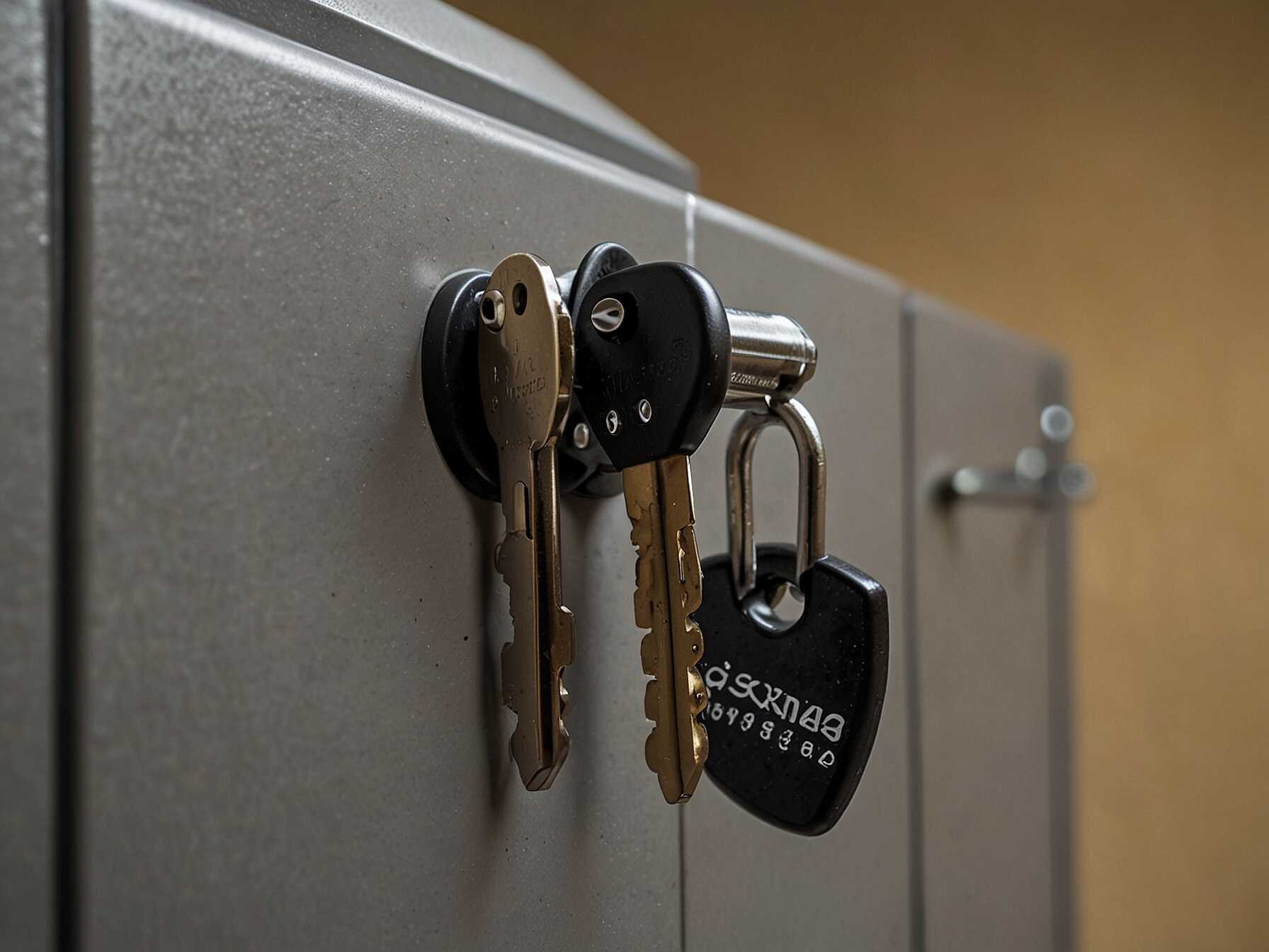 Get cabinets with locks for valuable items. This adds security to your garage. Lock up tools, chemicals, or personal items.  Make sure the locks are strong. You don’t want them to break easily. Combination or key locks work well.  Keep the keys in a safe place. Only give access to trusted people. Lockable cabinets give you peace of mind.  