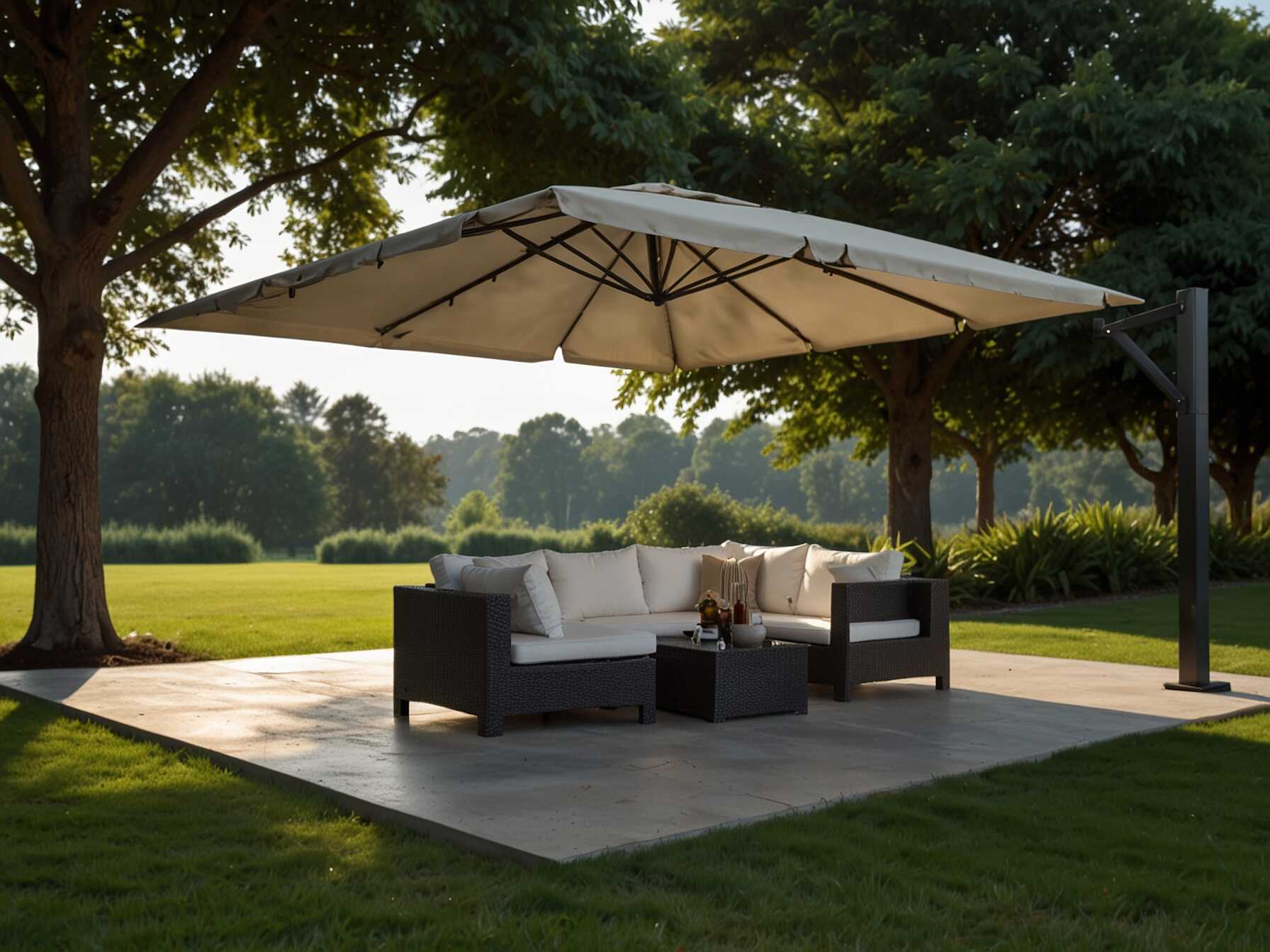 Install a canopy or a large umbrella for shade. It will protect you from the sun and make the space more comfortable. Choose one that can be easily folded away when not needed.  