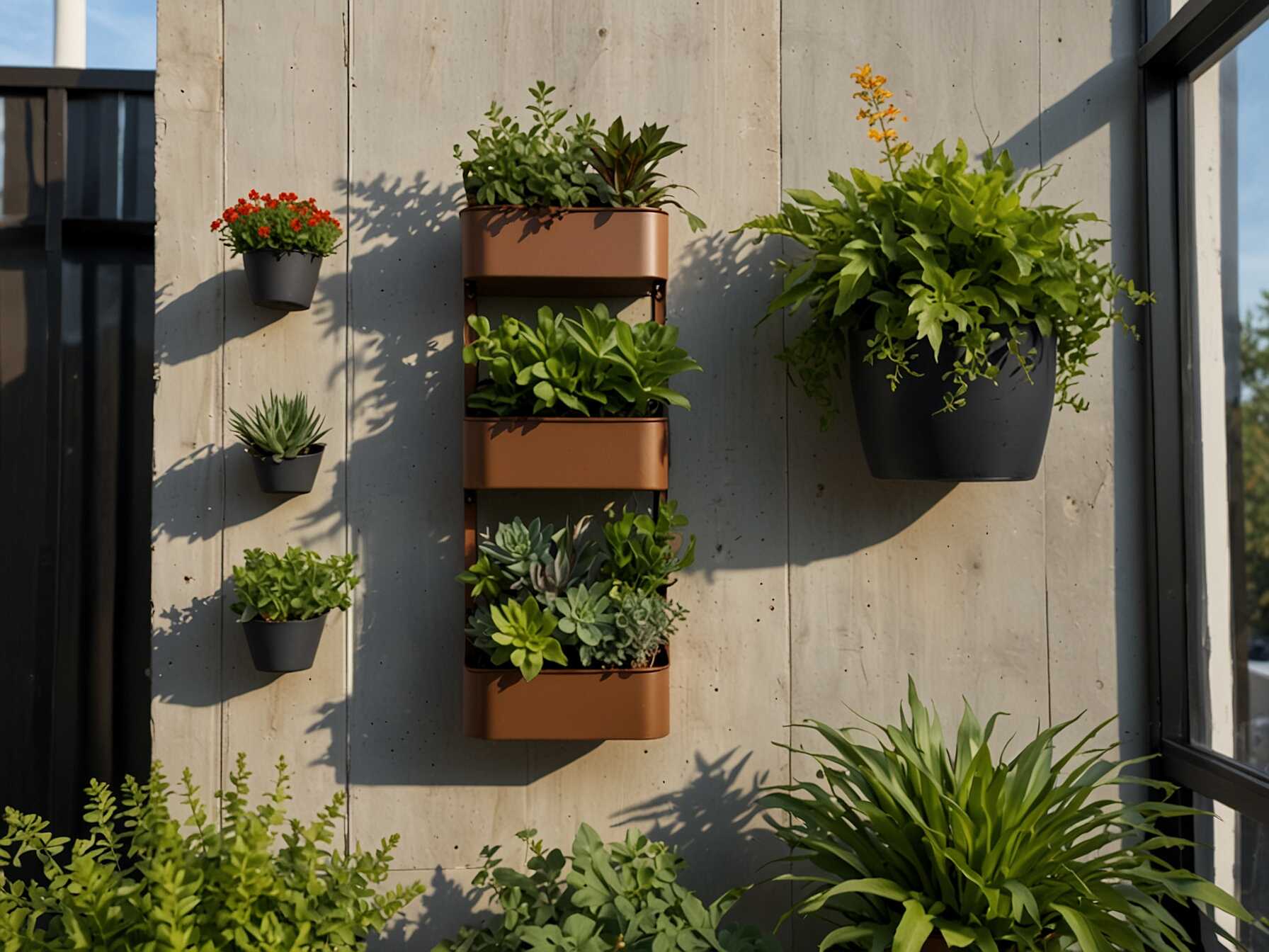 Use vertical space to create a green oasis. Install wall planters or hanging pots. You can grow flowers, herbs, or even small vegetables to add life to your balcony.  