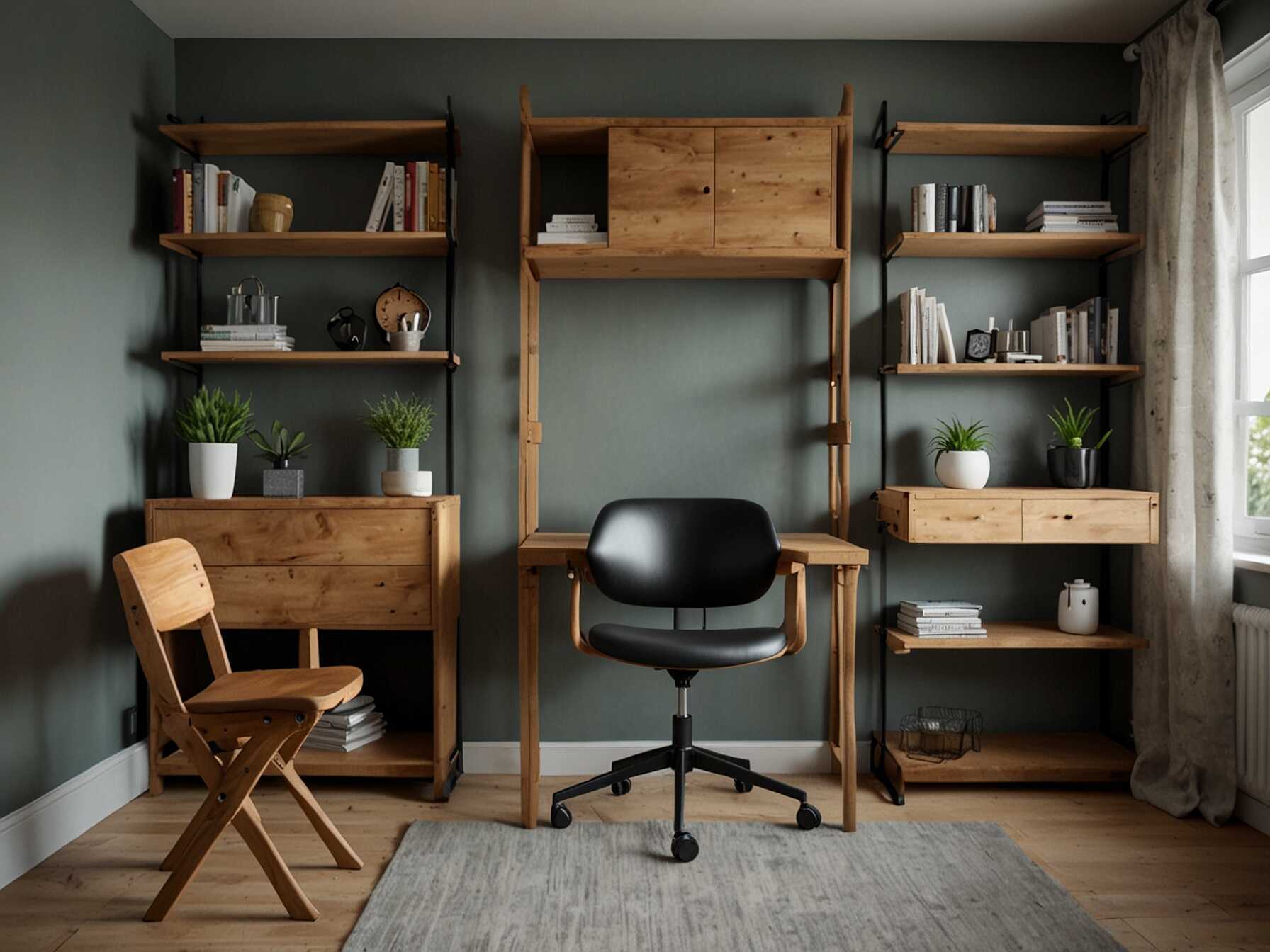 Folding furniture can easily be folded and stored away when not in use. Try folding chairs and tables to maximize the space. You can also use foldable shelves for extra storage.  