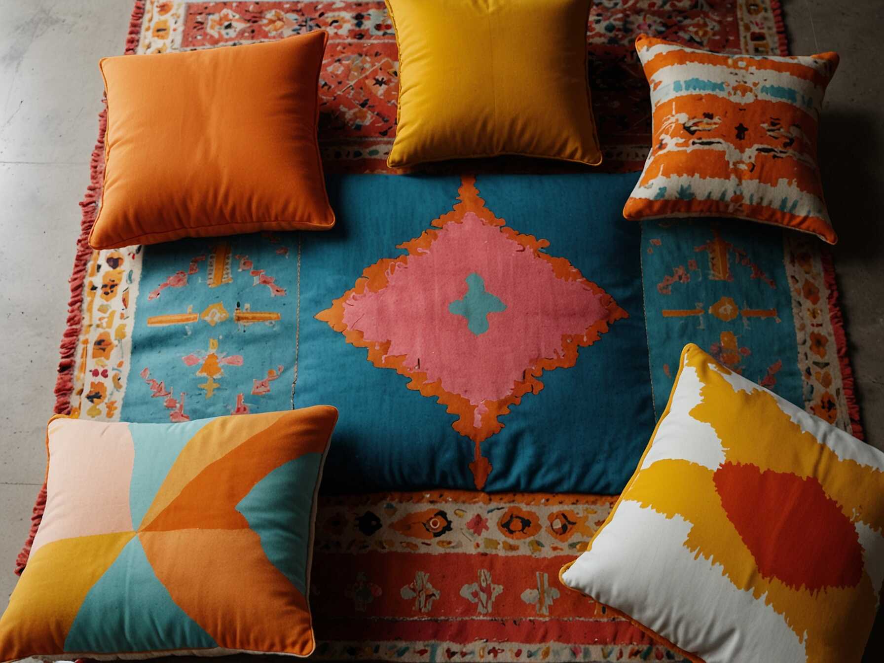 Add a splash of color with vibrant cushions or rugs. This can liven up the space and make it more inviting.  