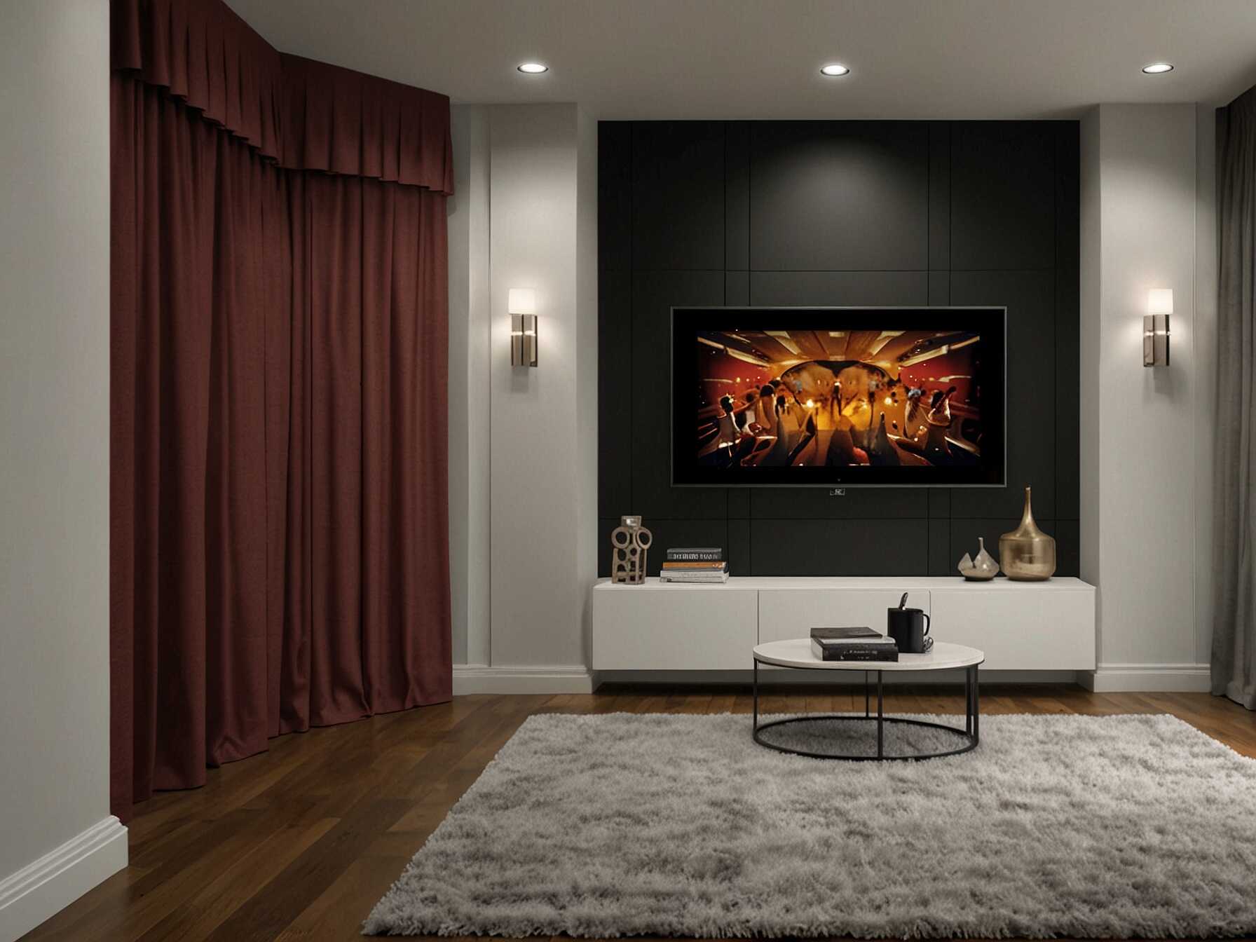 Add soundproof panels to your media room walls. This helps keep the noise inside the room and prevents disturbing the rest of the house.  