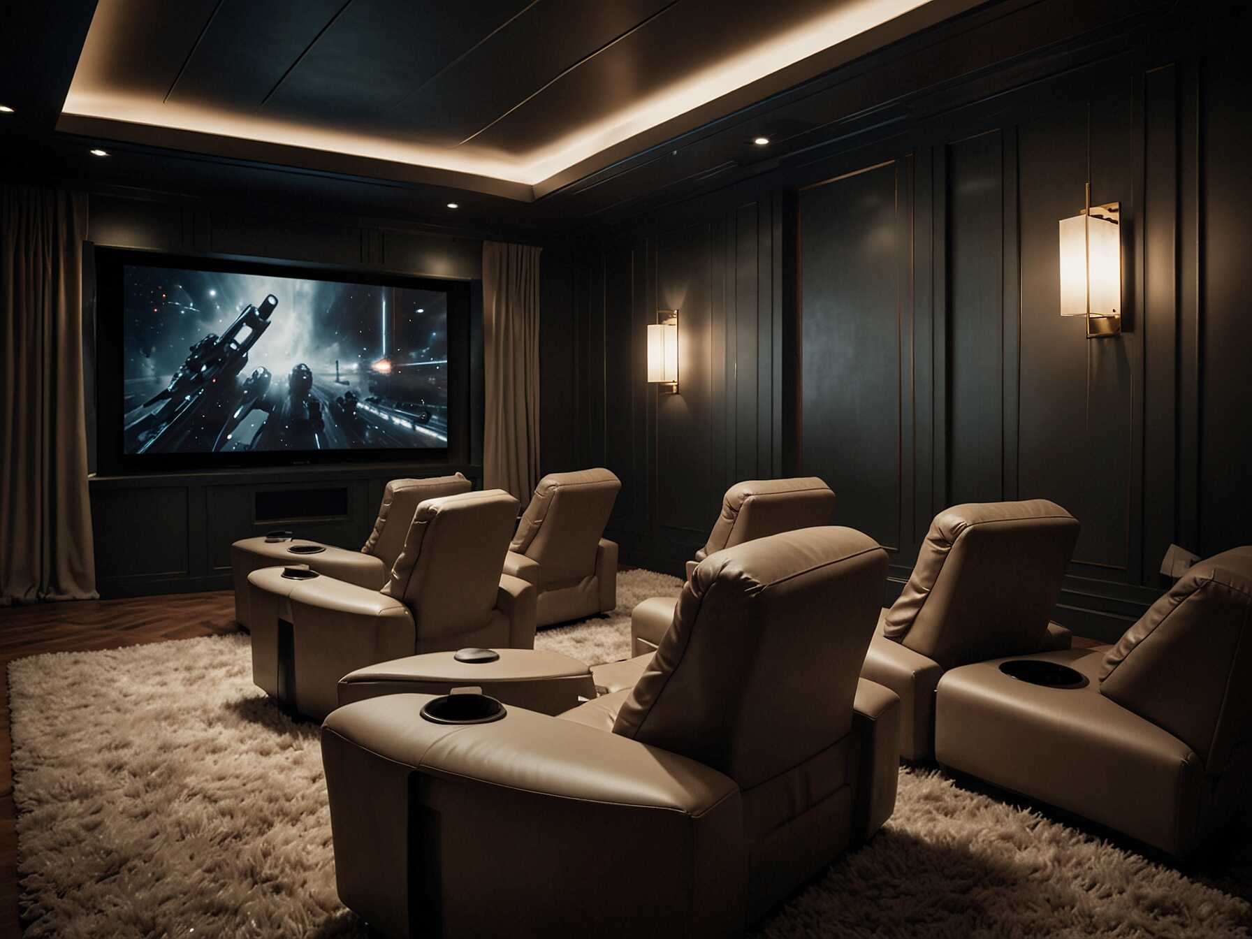 Choose a theme for your media room, like a classic cinema or futuristic space. This makes the space more fun and personalized.  