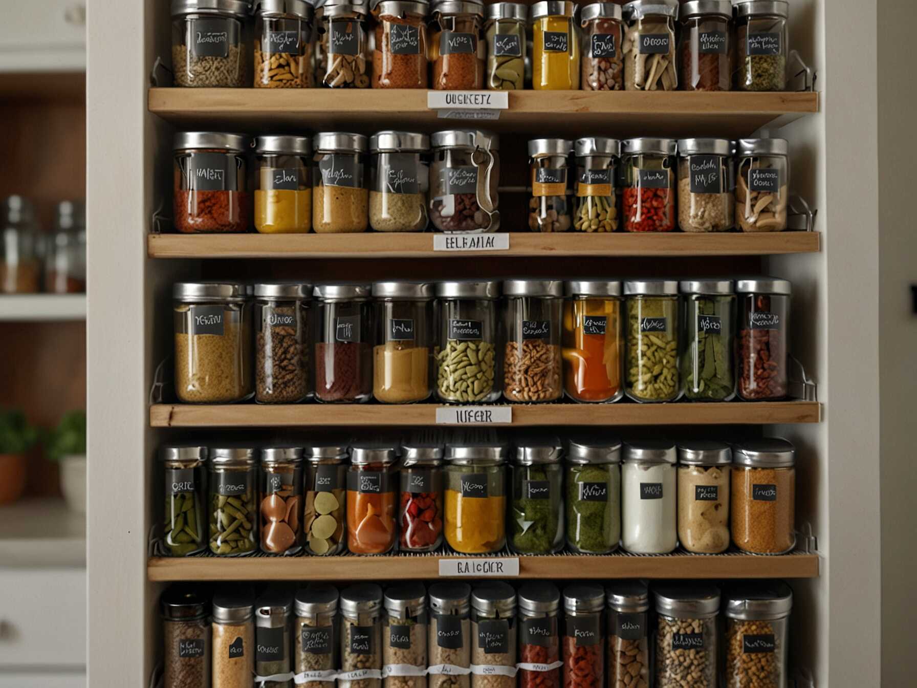 Built-in spice racks keep spices in one place. You can see all the labels at a glance. This makes cooking faster and less frustrating.  