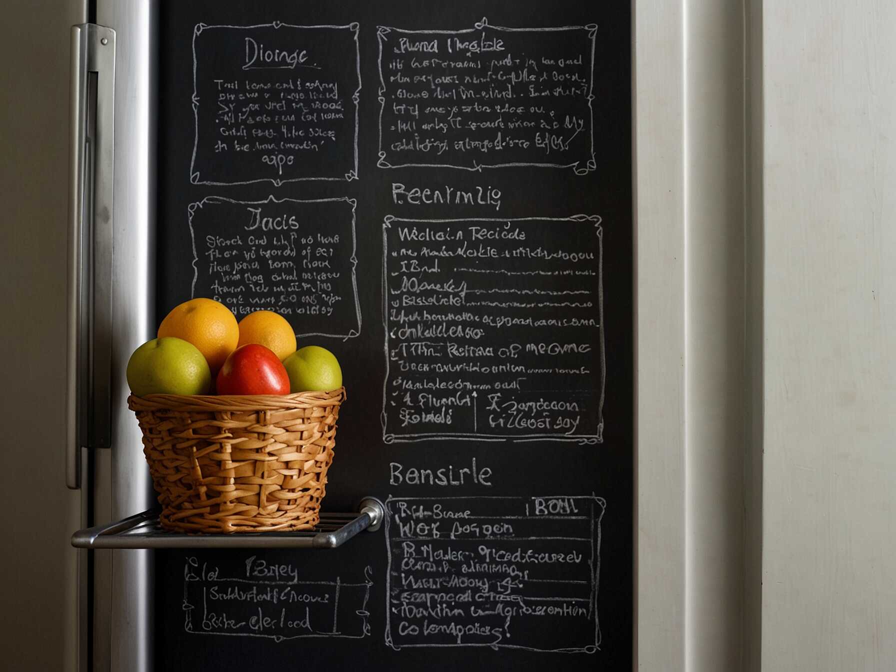 A chalkboard inside the pantry door is great for notes. Write grocery lists or reminders. It helps you stay organized.  