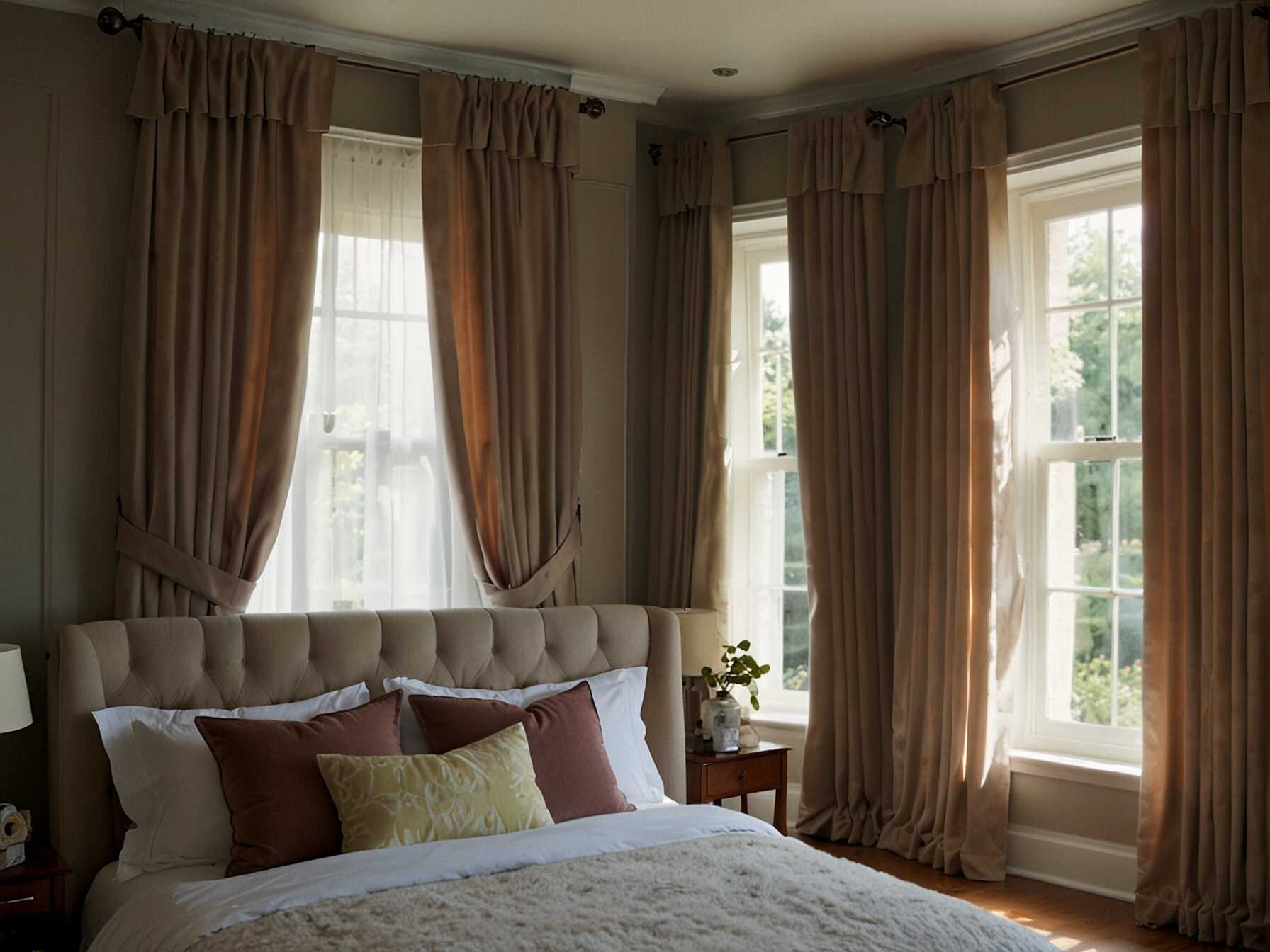 Curtains can make a big difference in how your bedroom feels. Look for sales or discount stores to find affordable options that match your style.  