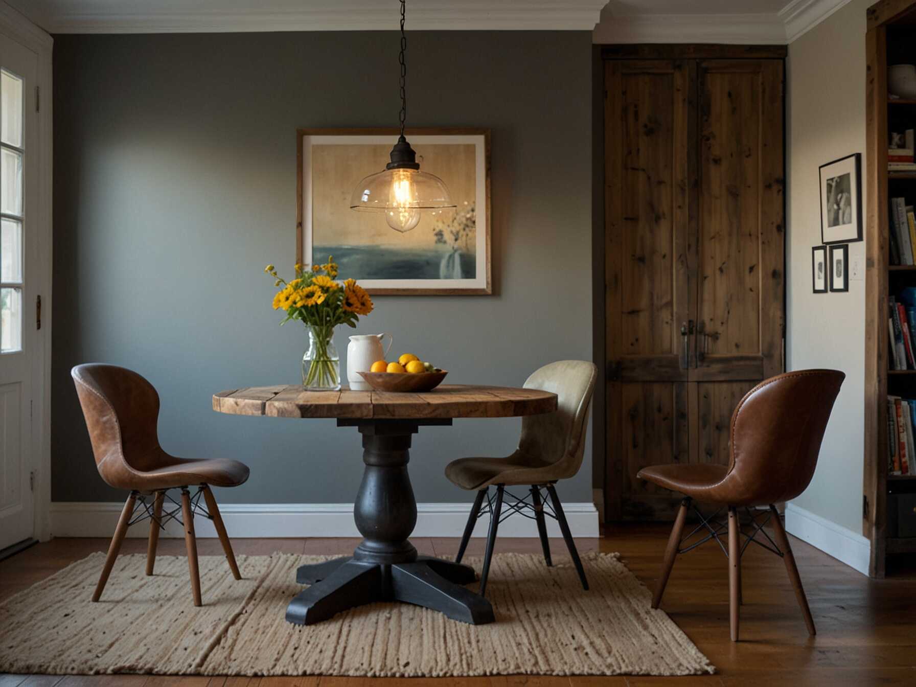 Mix and match different styles to create an eclectic breakfast nook. Combine modern chairs with a rustic table, or add a vintage lamp to a minimalist setting. The possibilities are endless.  