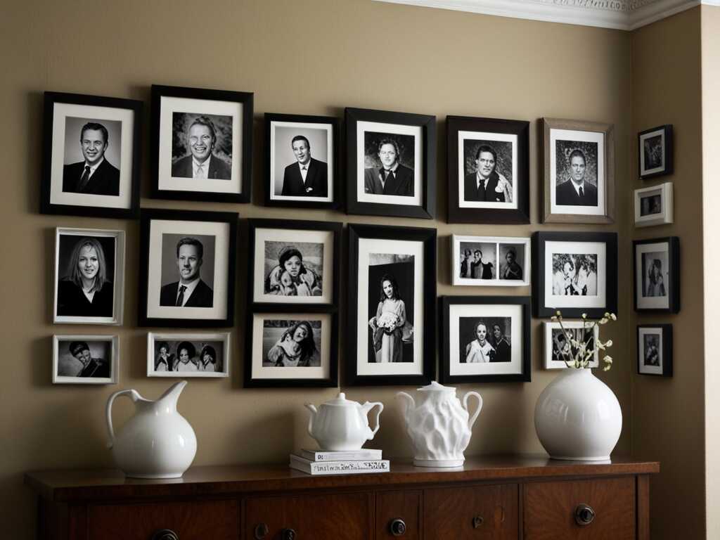 A gallery wall can be a great way to display personal photos, artworks, and mementos. Arrange your favorite pieces on one wall for a personalized touch. This adds character and tells your unique story.  